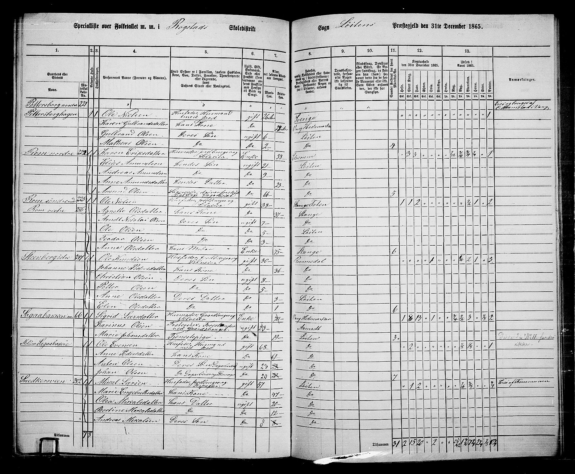 RA, 1865 census for Løten, 1865, p. 163
