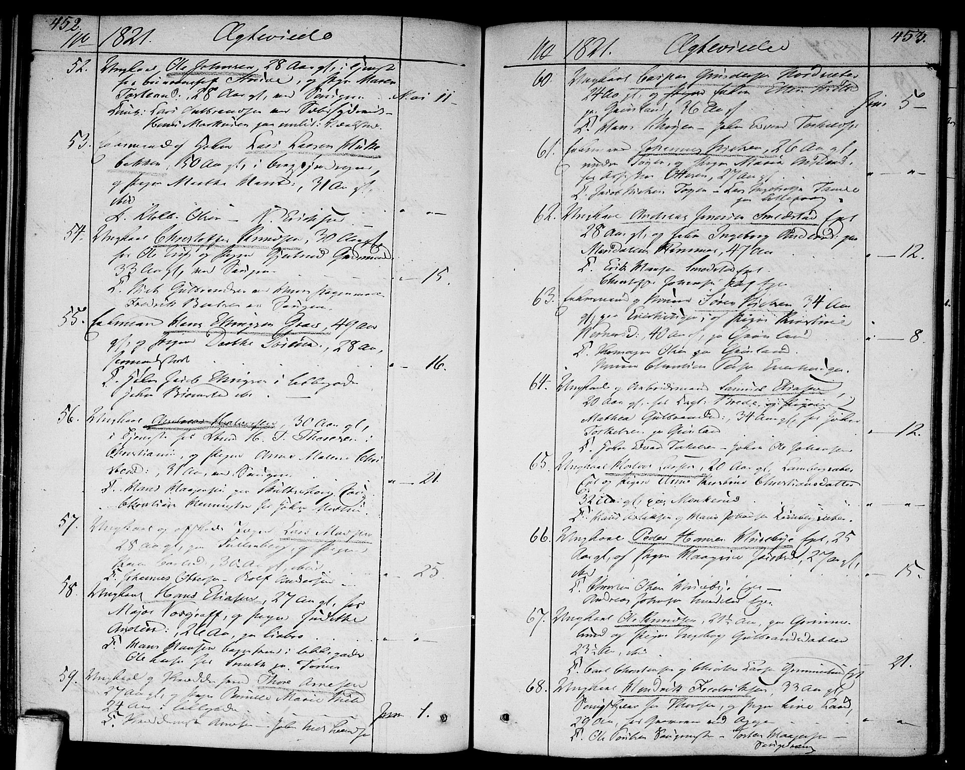 Aker prestekontor kirkebøker, AV/SAO-A-10861/F/L0012: Parish register (official) no. 12, 1819-1828, p. 452-453