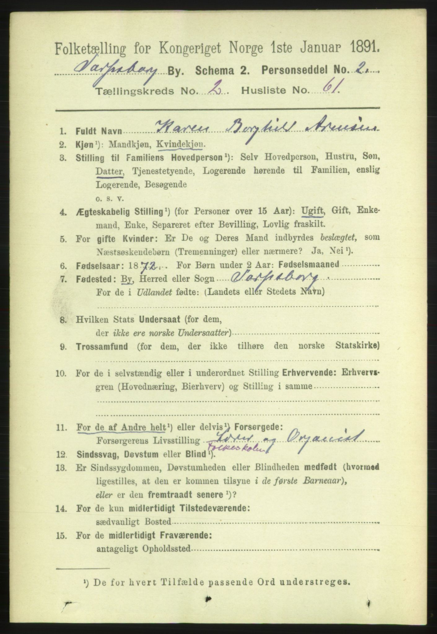 RA, 1891 census for 0102 Sarpsborg, 1891, p. 1892