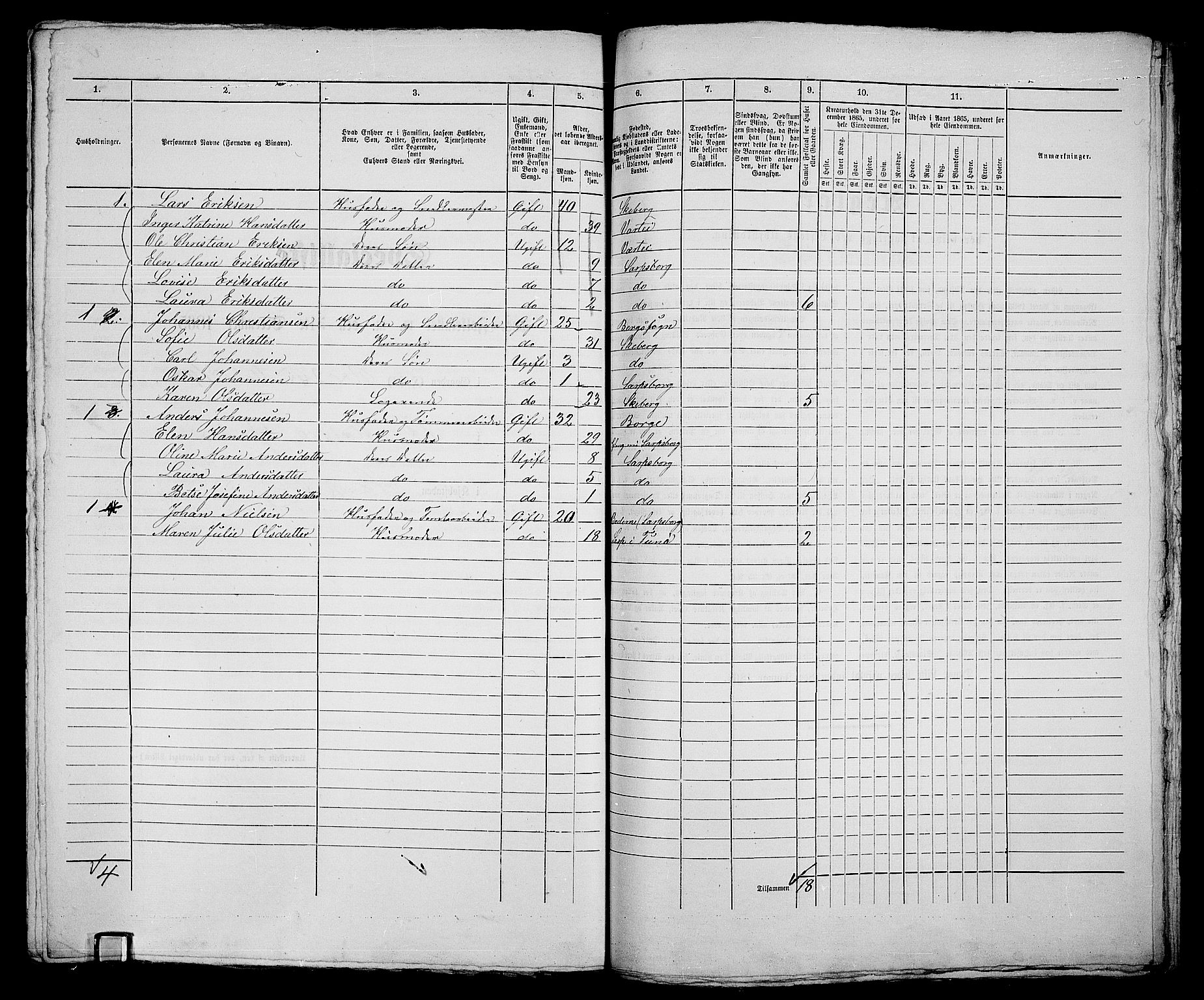 RA, 1865 census for Sarpsborg, 1865, p. 447