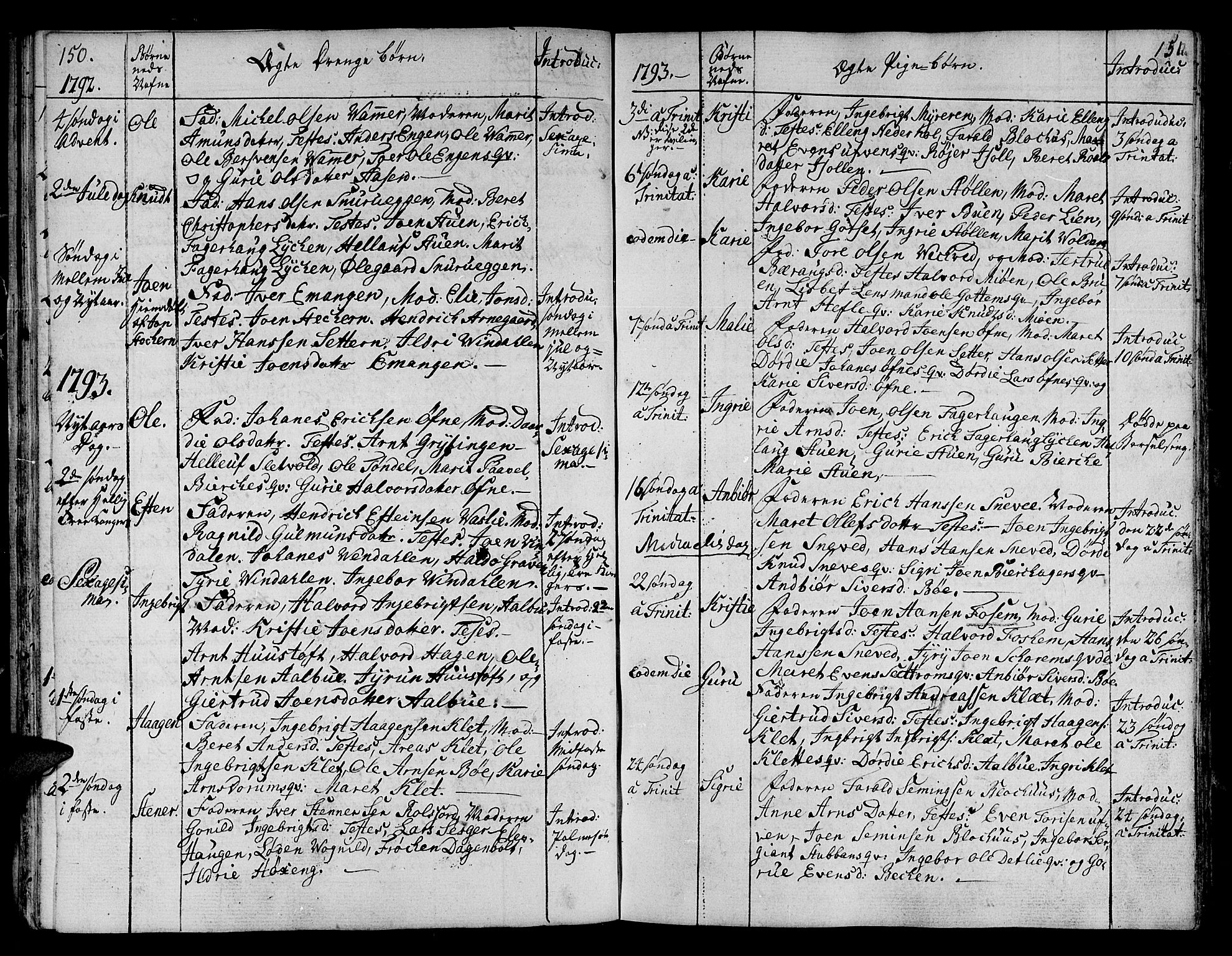 Ministerialprotokoller, klokkerbøker og fødselsregistre - Sør-Trøndelag, AV/SAT-A-1456/678/L0893: Parish register (official) no. 678A03, 1792-1805, p. 150-151