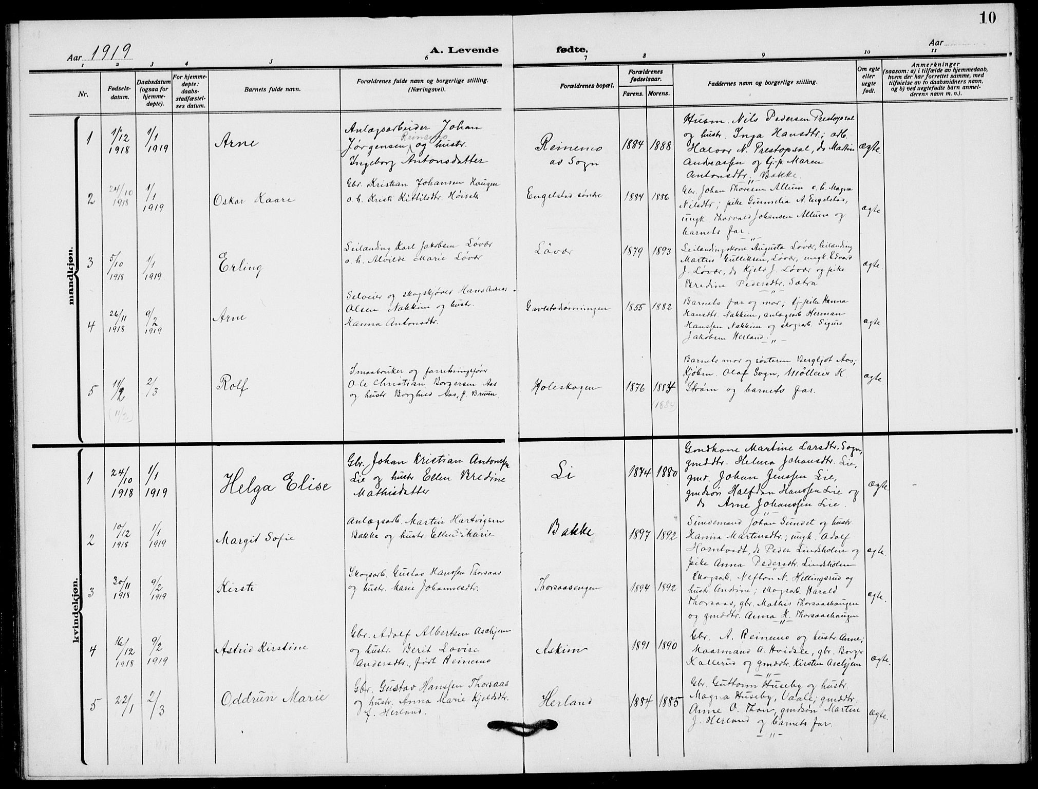 Lardal kirkebøker, AV/SAKO-A-350/G/Ga/L0003a: Parish register (copy) no. I 3, 1917-1937, p. 10