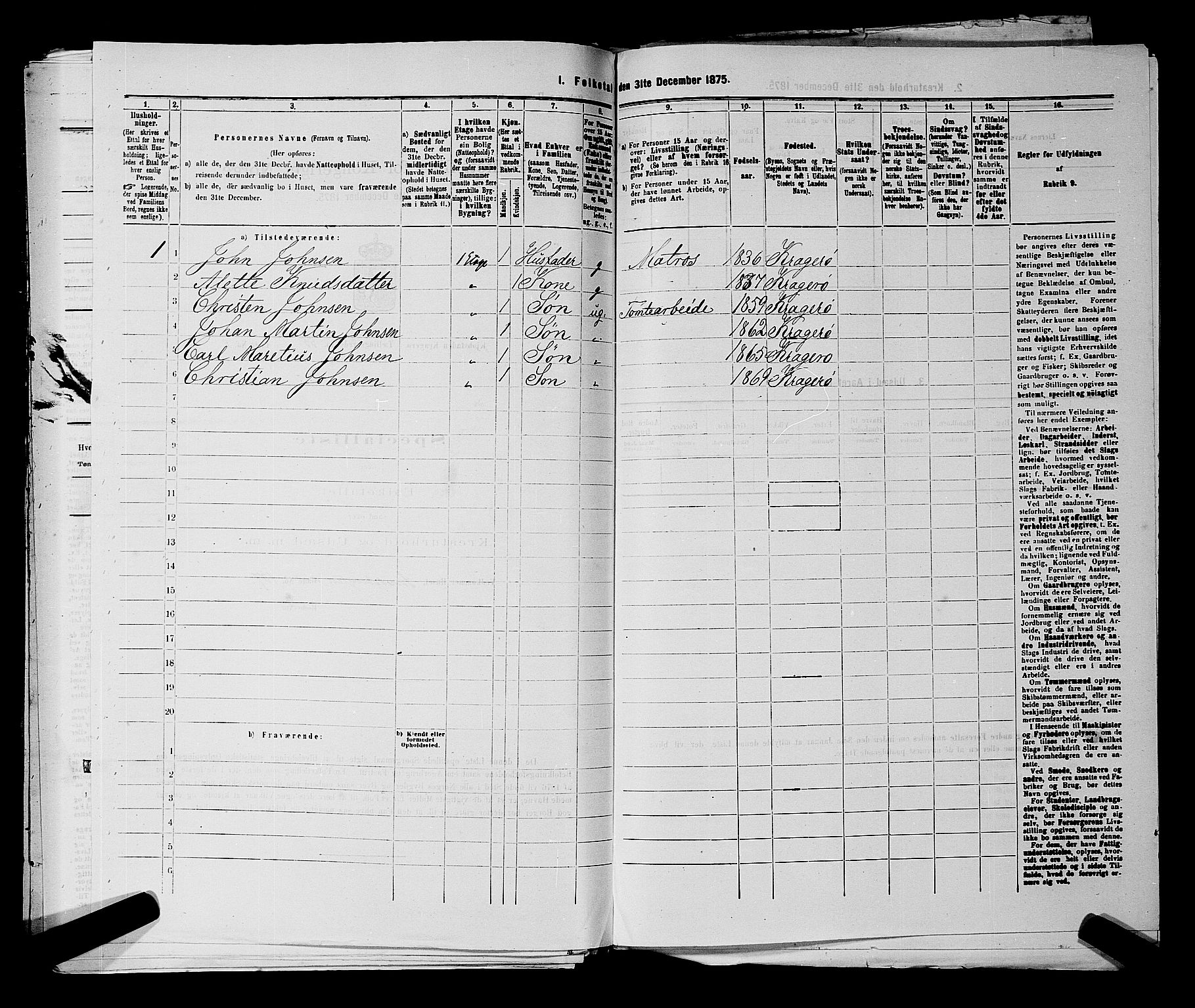 SAKO, 1875 census for 0801P Kragerø, 1875, p. 1212