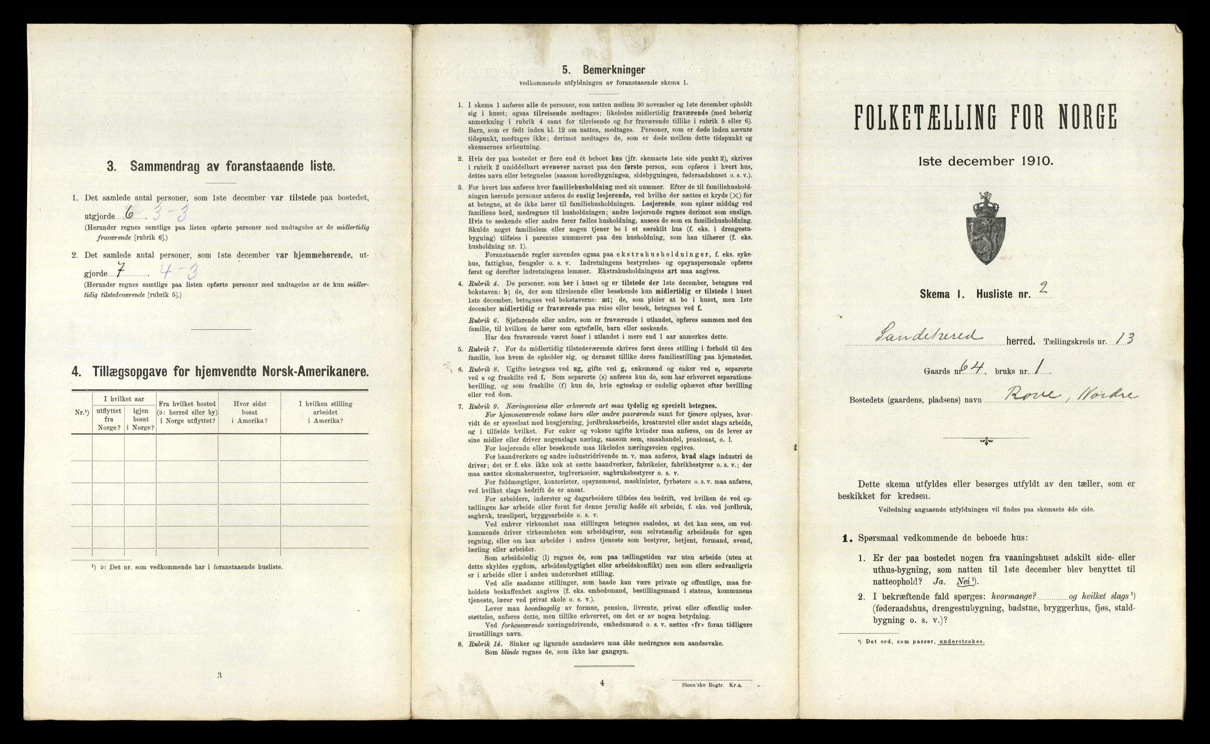 RA, 1910 census for Sandeherred, 1910, p. 2563