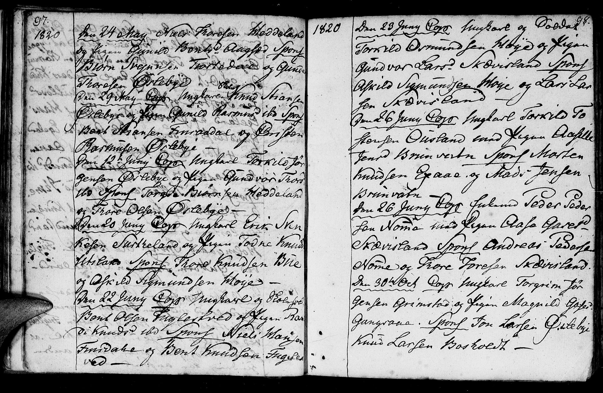 Holum sokneprestkontor, SAK/1111-0022/F/Fa/Fac/L0001: Parish register (official) no. A 1, 1773-1820, p. 97-98