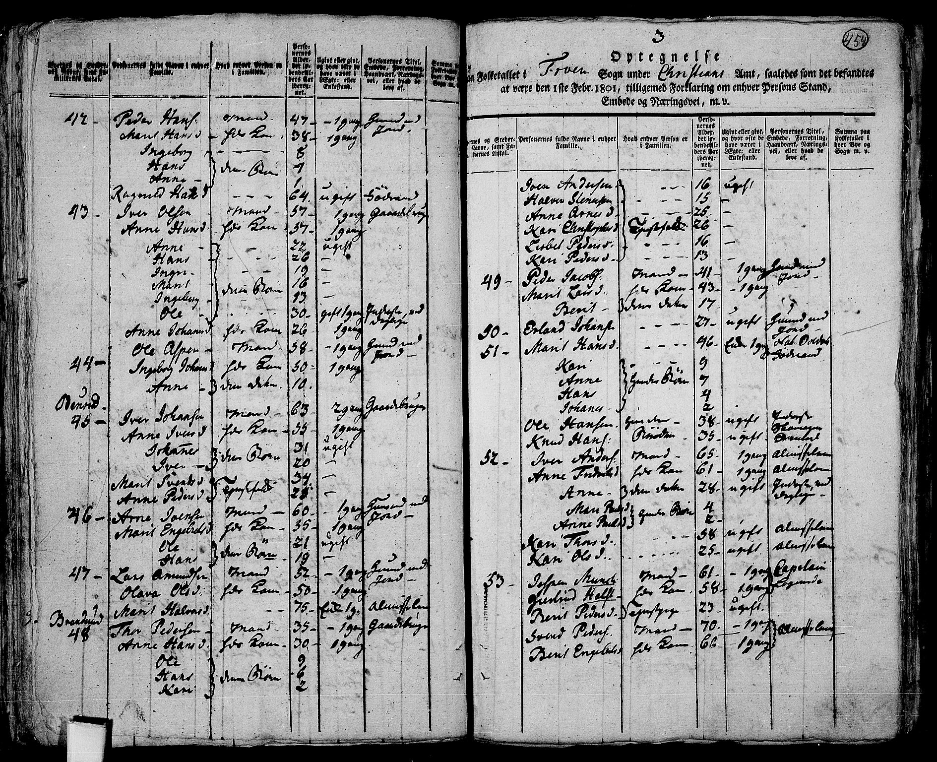 RA, 1801 census for 0518P Fron, 1801, p. 453b-454a