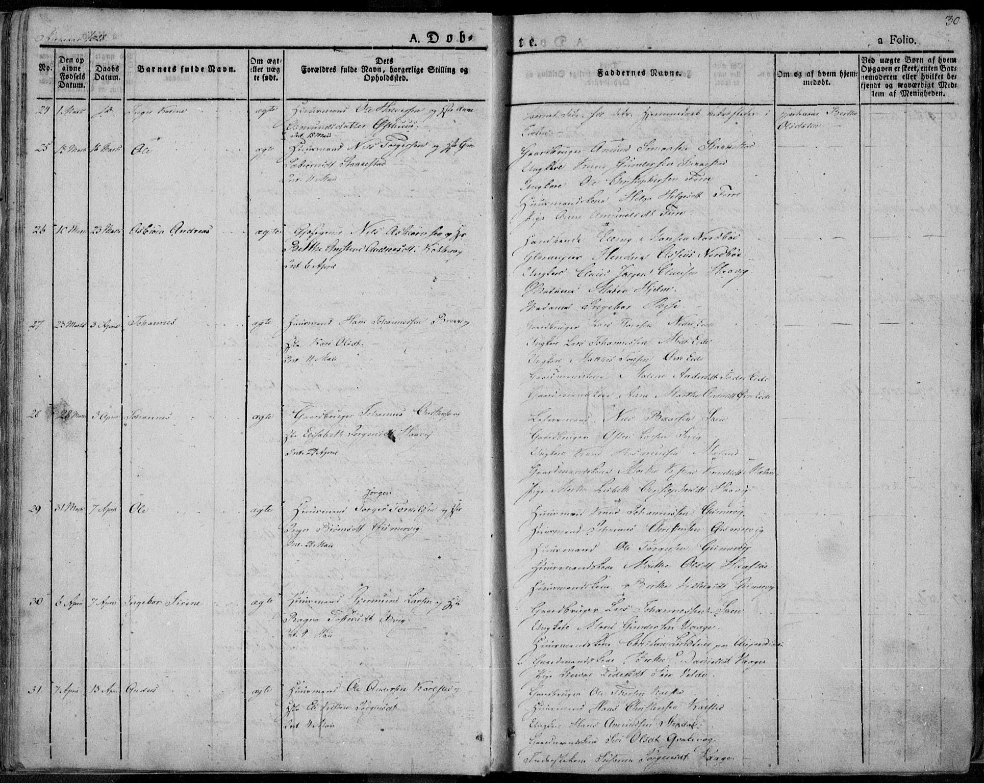 Avaldsnes sokneprestkontor, AV/SAST-A -101851/H/Ha/Haa/L0005: Parish register (official) no. A 5.1, 1825-1841, p. 30