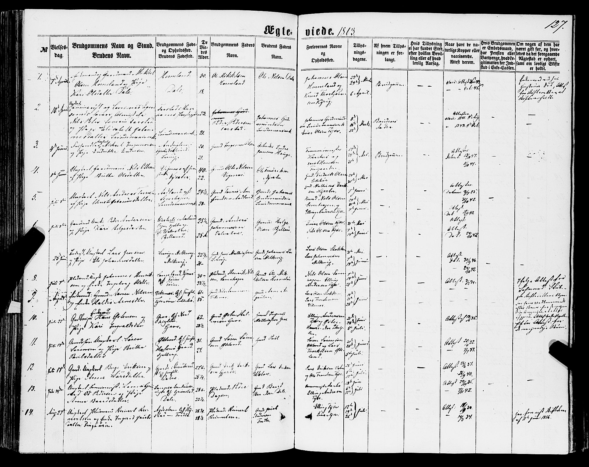 Stord sokneprestembete, SAB/A-78201/H/Haa: Parish register (official) no. B 1, 1862-1877, p. 127