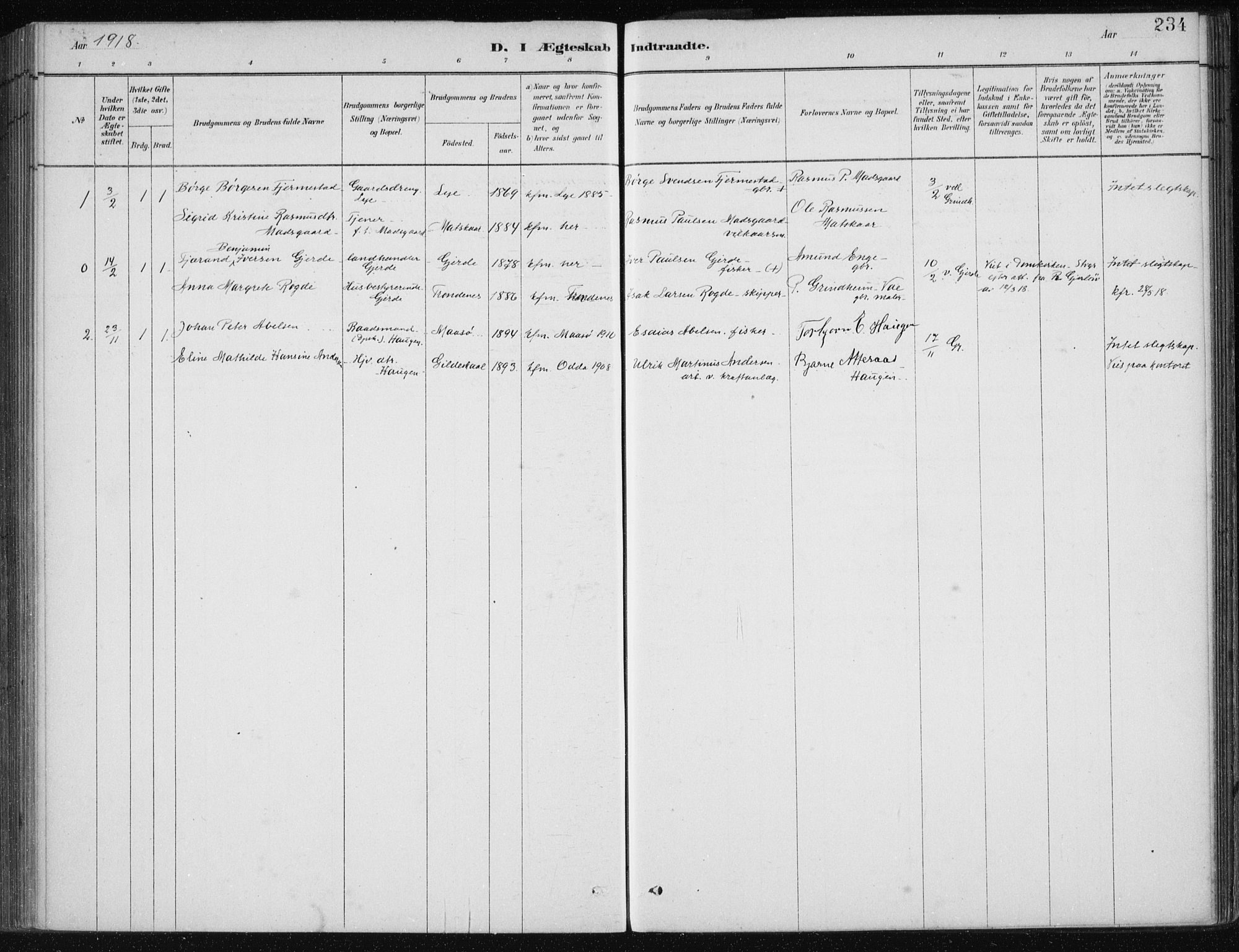Etne sokneprestembete, SAB/A-75001/H/Haa: Parish register (official) no. C  1, 1879-1919, p. 234