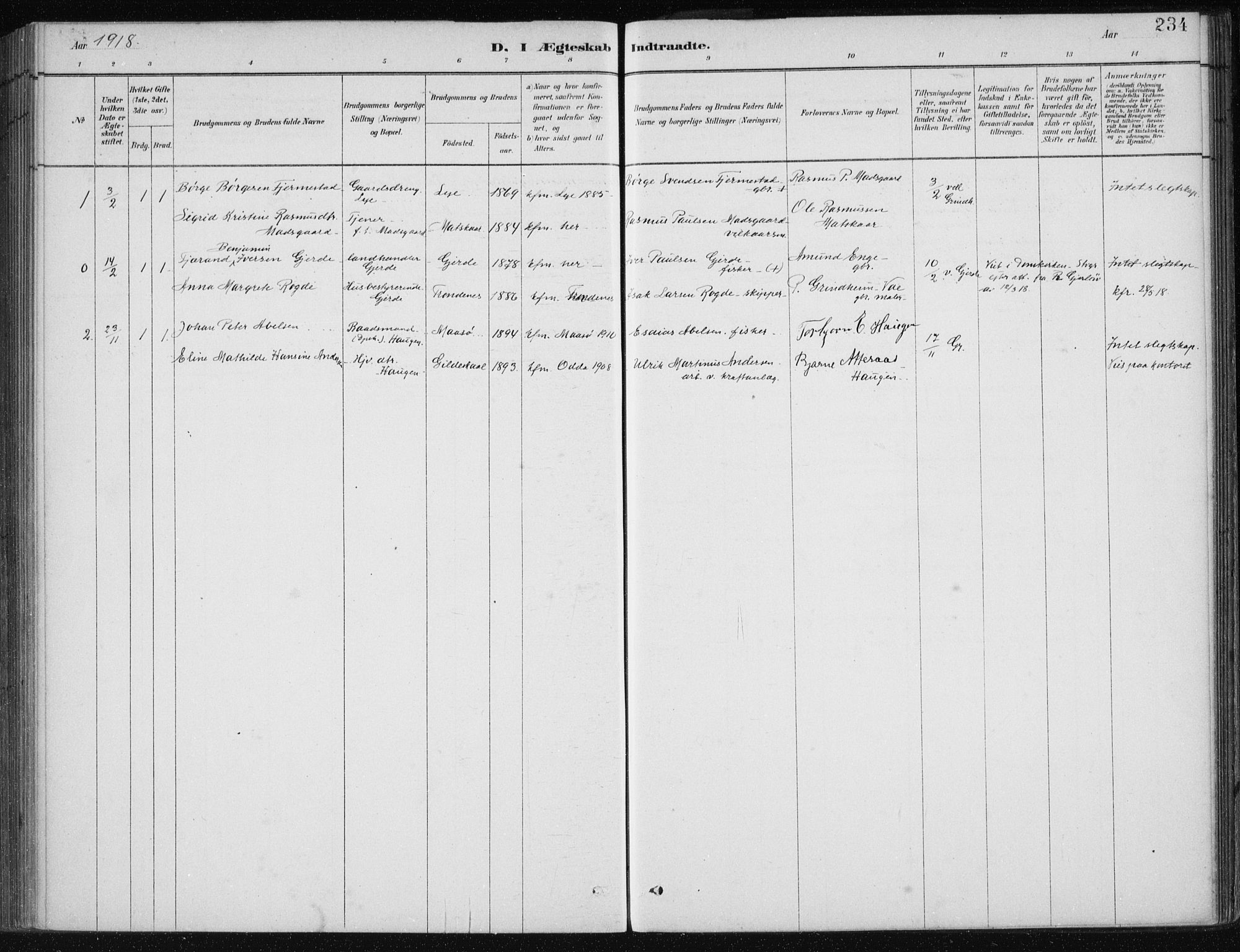 Etne sokneprestembete, AV/SAB-A-75001/H/Haa: Parish register (official) no. C  1, 1879-1919, p. 234