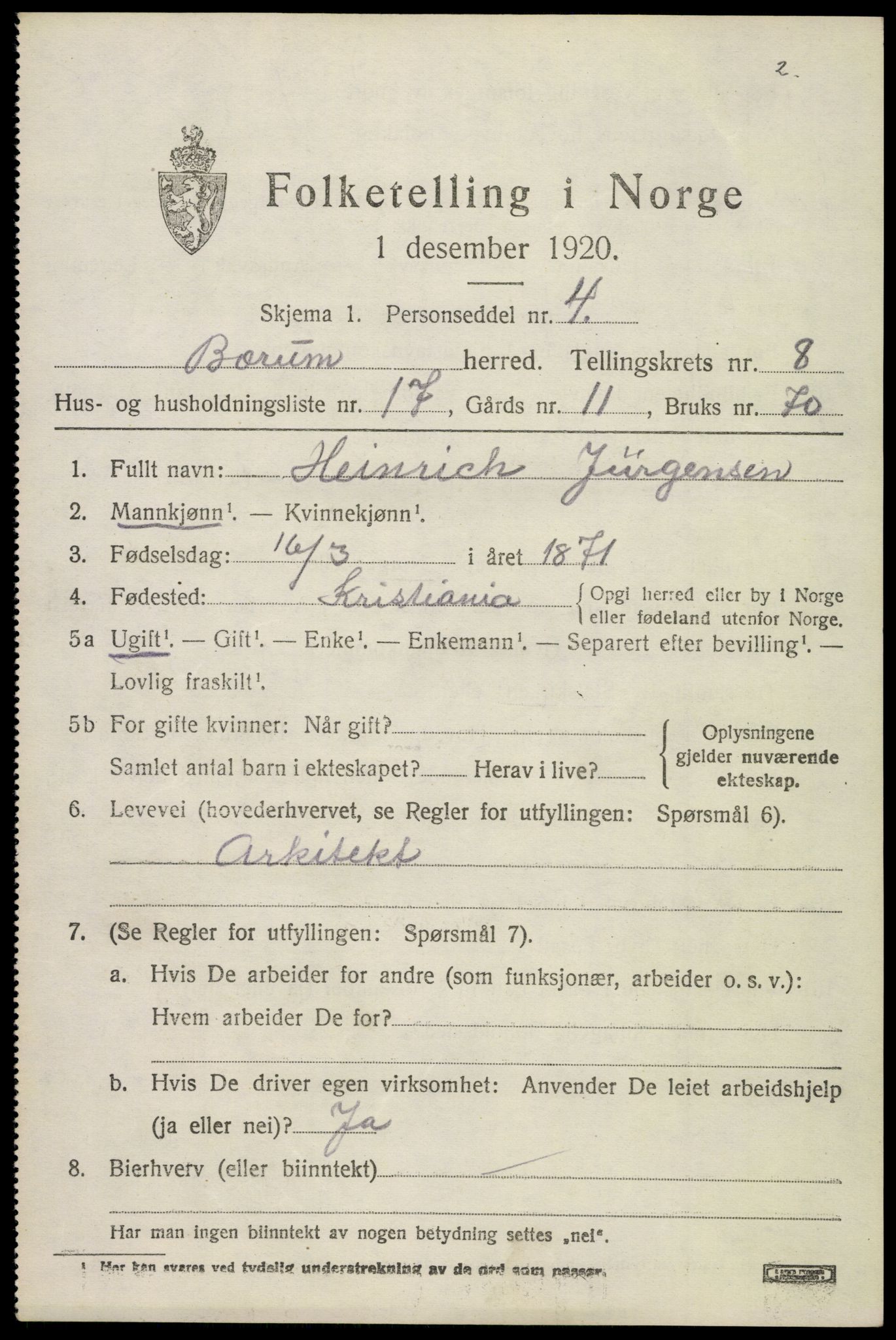 SAO, 1920 census for Bærum, 1920, p. 18502