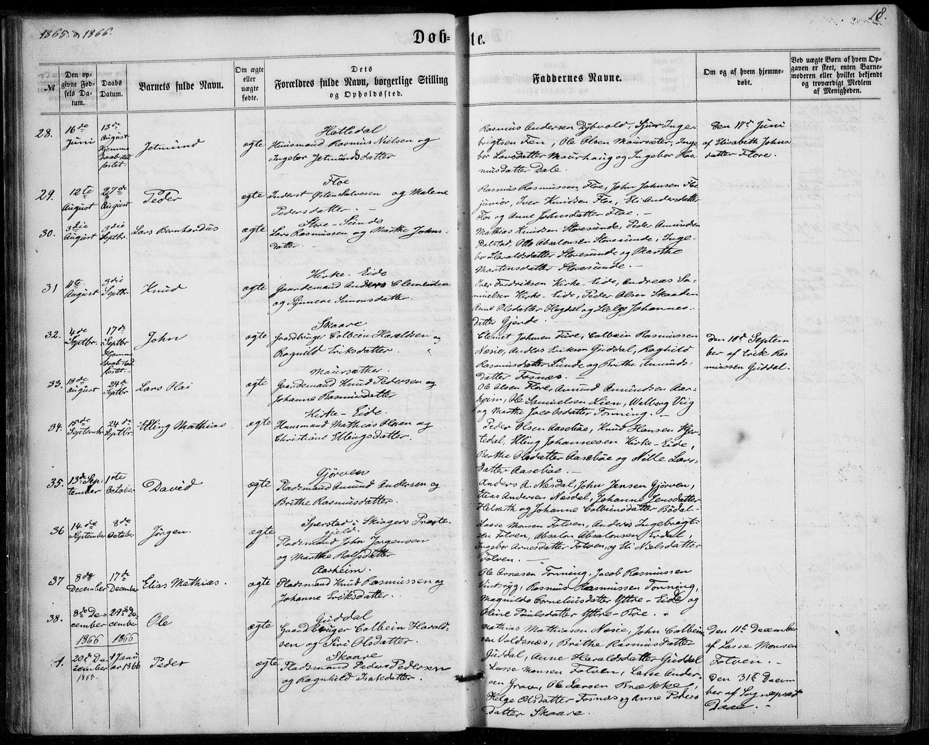 Stryn Sokneprestembete, SAB/A-82501: Parish register (official) no. A 3, 1862-1877, p. 18