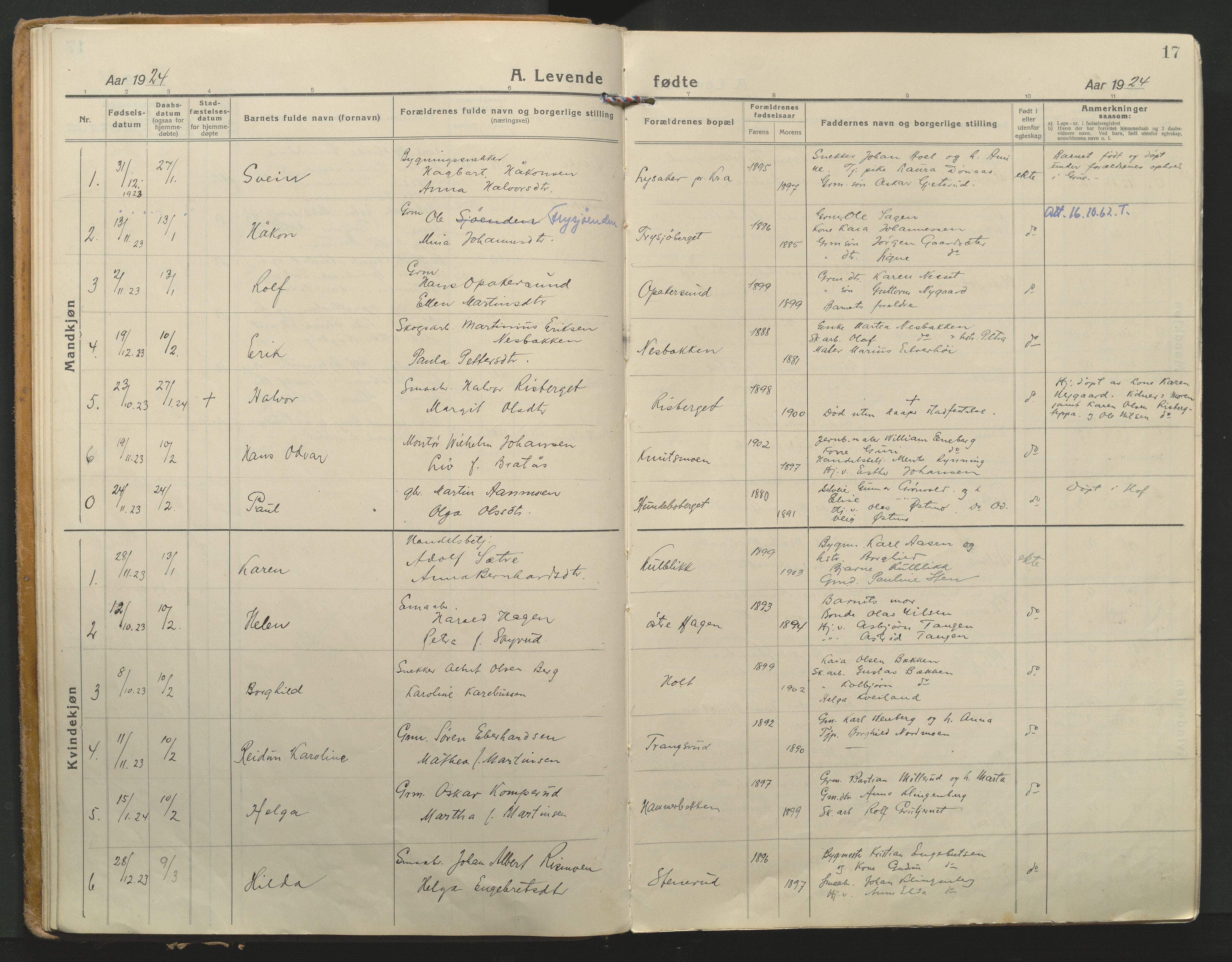 Grue prestekontor, AV/SAH-PREST-036/H/Ha/Haa/L0018: Parish register (official) no. 18, 1923-1940, p. 17