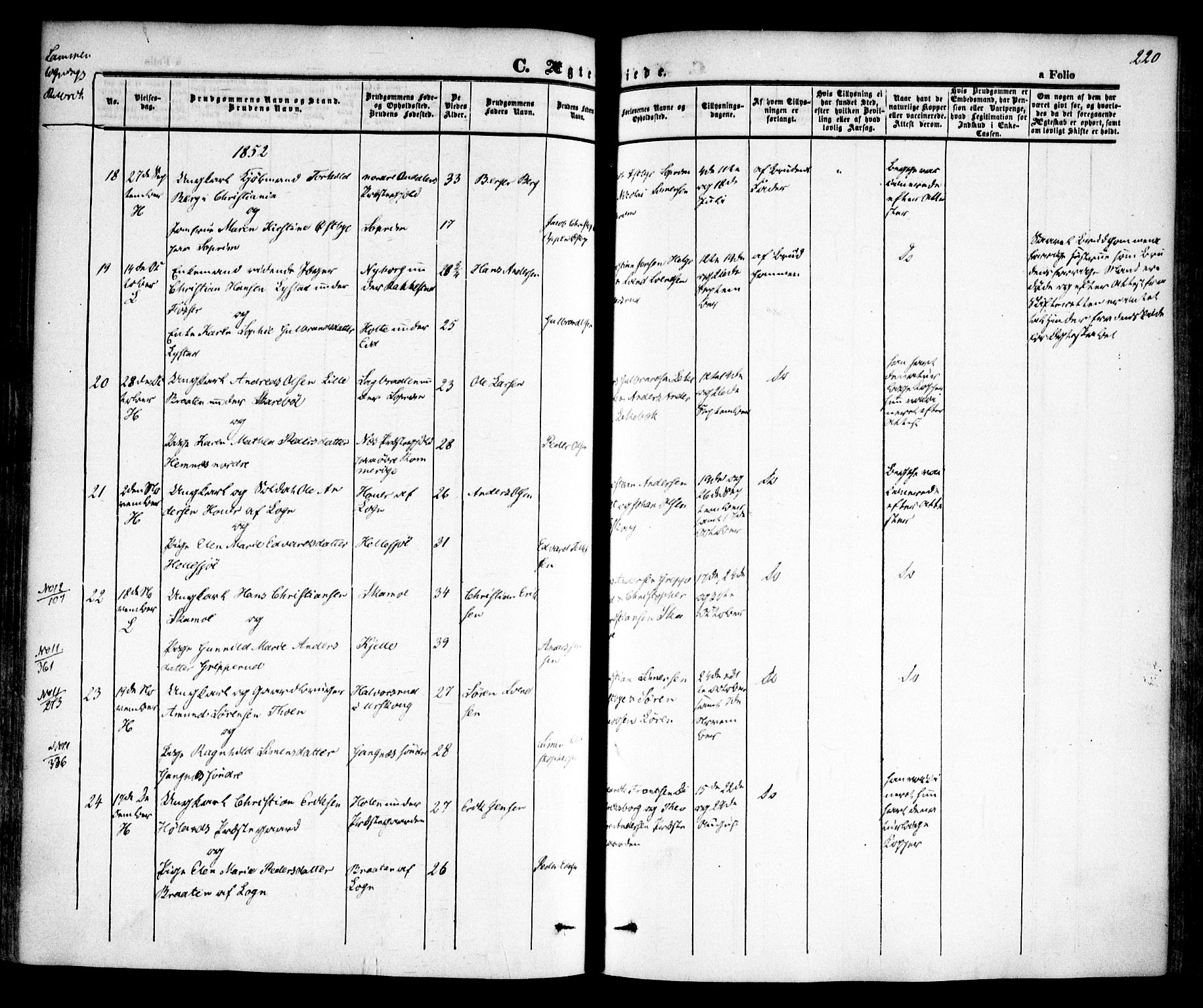 Høland prestekontor Kirkebøker, AV/SAO-A-10346a/F/Fa/L0009: Parish register (official) no. I 9, 1846-1853, p. 220