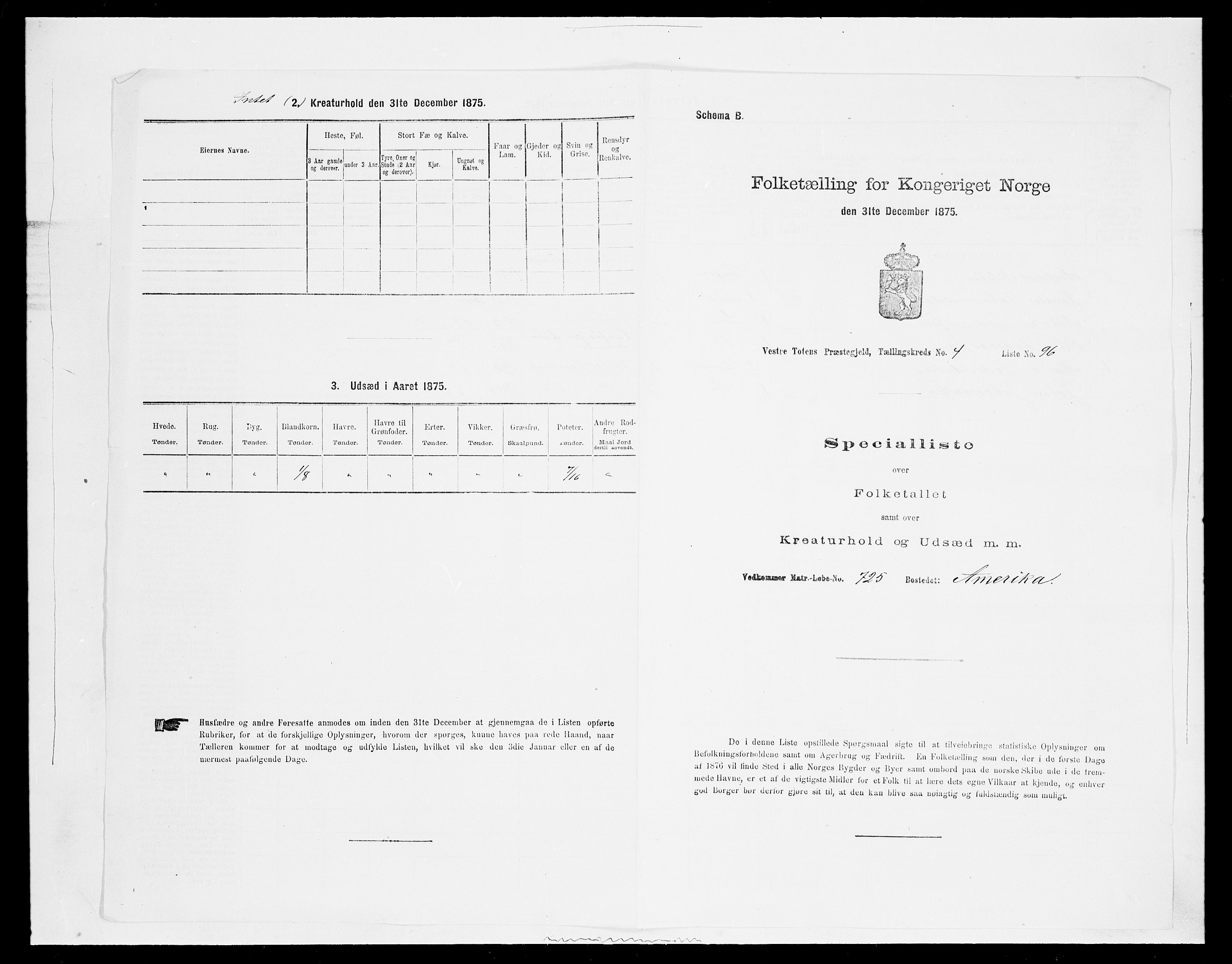 SAH, 1875 census for 0529P Vestre Toten, 1875, p. 900