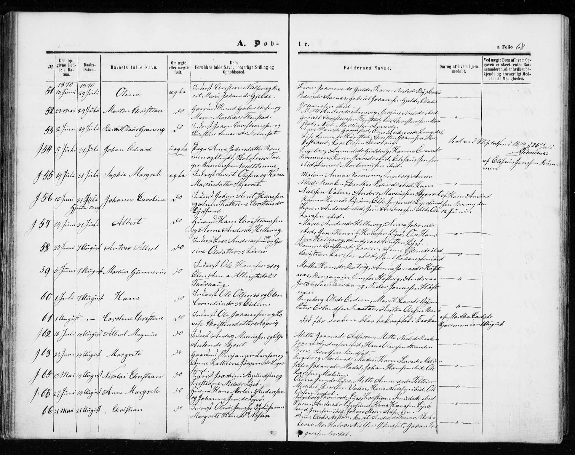 Ministerialprotokoller, klokkerbøker og fødselsregistre - Sør-Trøndelag, SAT/A-1456/655/L0678: Parish register (official) no. 655A07, 1861-1873, p. 68