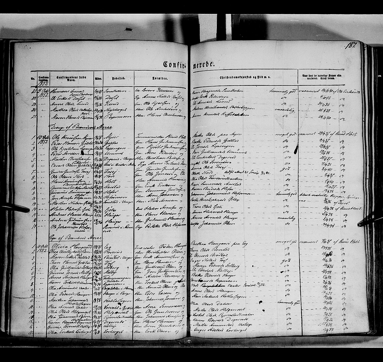 Grue prestekontor, AV/SAH-PREST-036/H/Ha/Haa/L0008: Parish register (official) no. 8, 1847-1858, p. 187