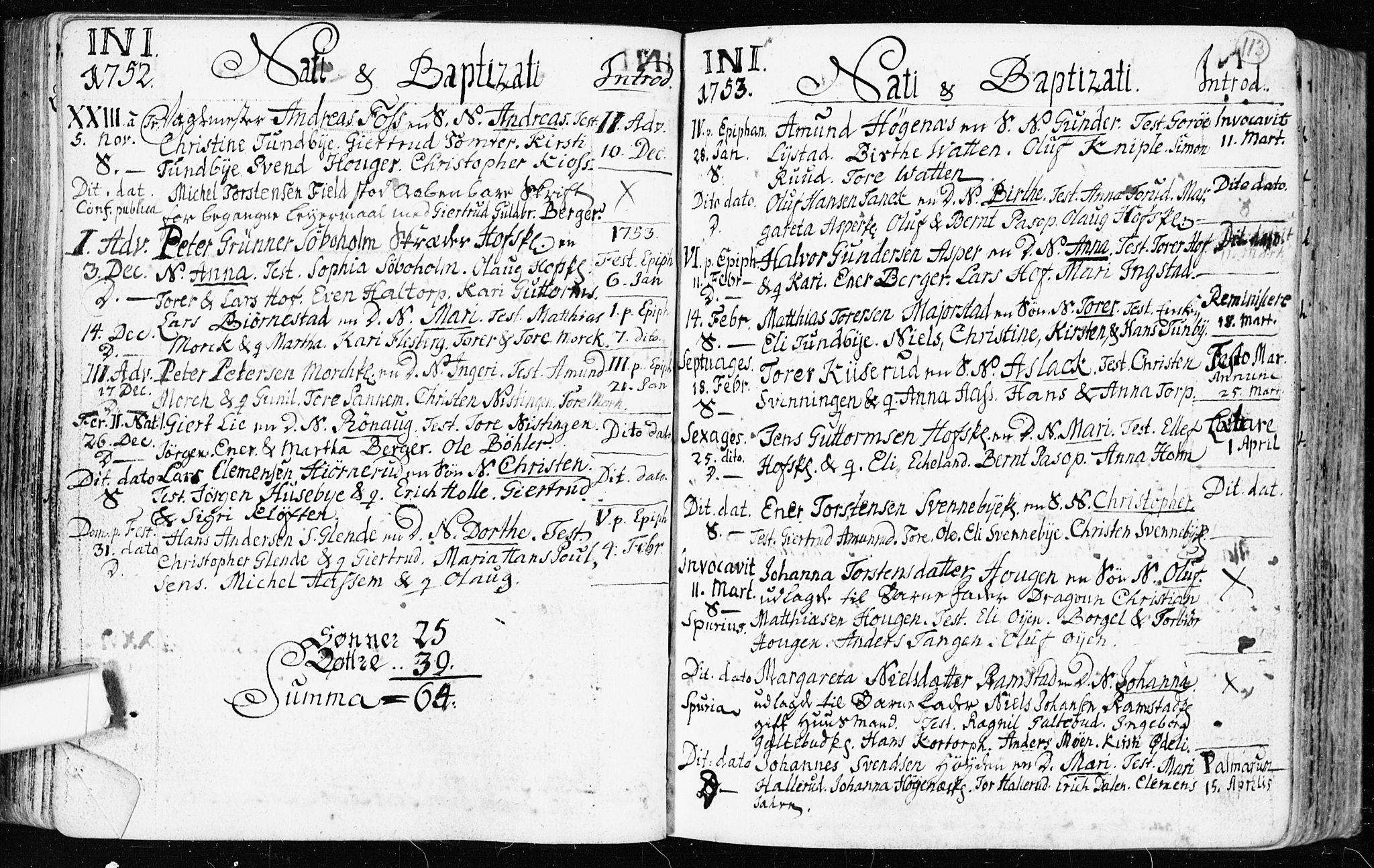 Spydeberg prestekontor Kirkebøker, AV/SAO-A-10924/F/Fa/L0002: Parish register (official) no. I 2, 1739-1780, p. 113