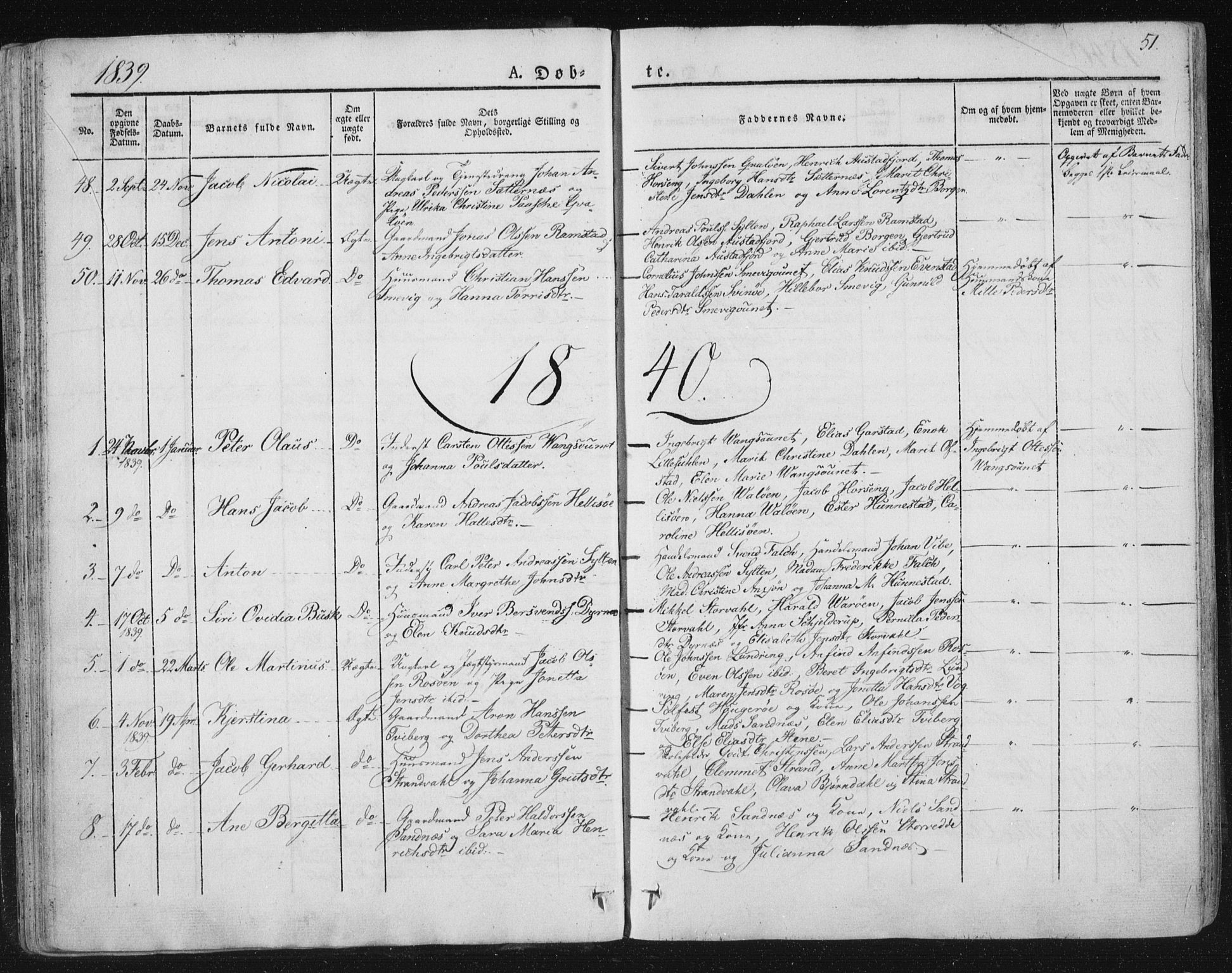 Ministerialprotokoller, klokkerbøker og fødselsregistre - Nord-Trøndelag, SAT/A-1458/784/L0669: Parish register (official) no. 784A04, 1829-1859, p. 51
