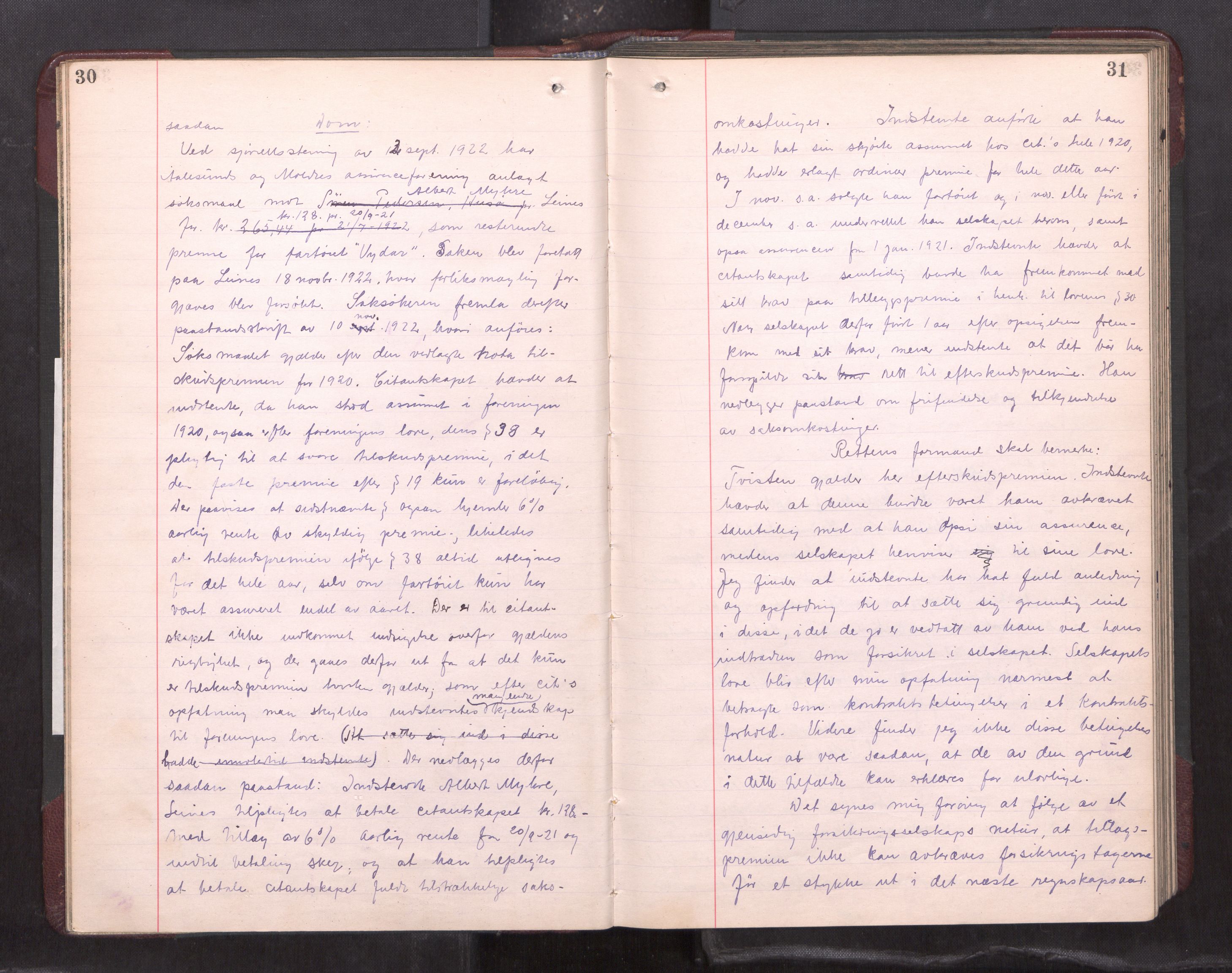 Steigen og Ofoten sorenskriveri, AV/SAT-A-0030/1/1/1B/L0009: Ekstrarettsprotokoll, 1922-1926, p. 30-31