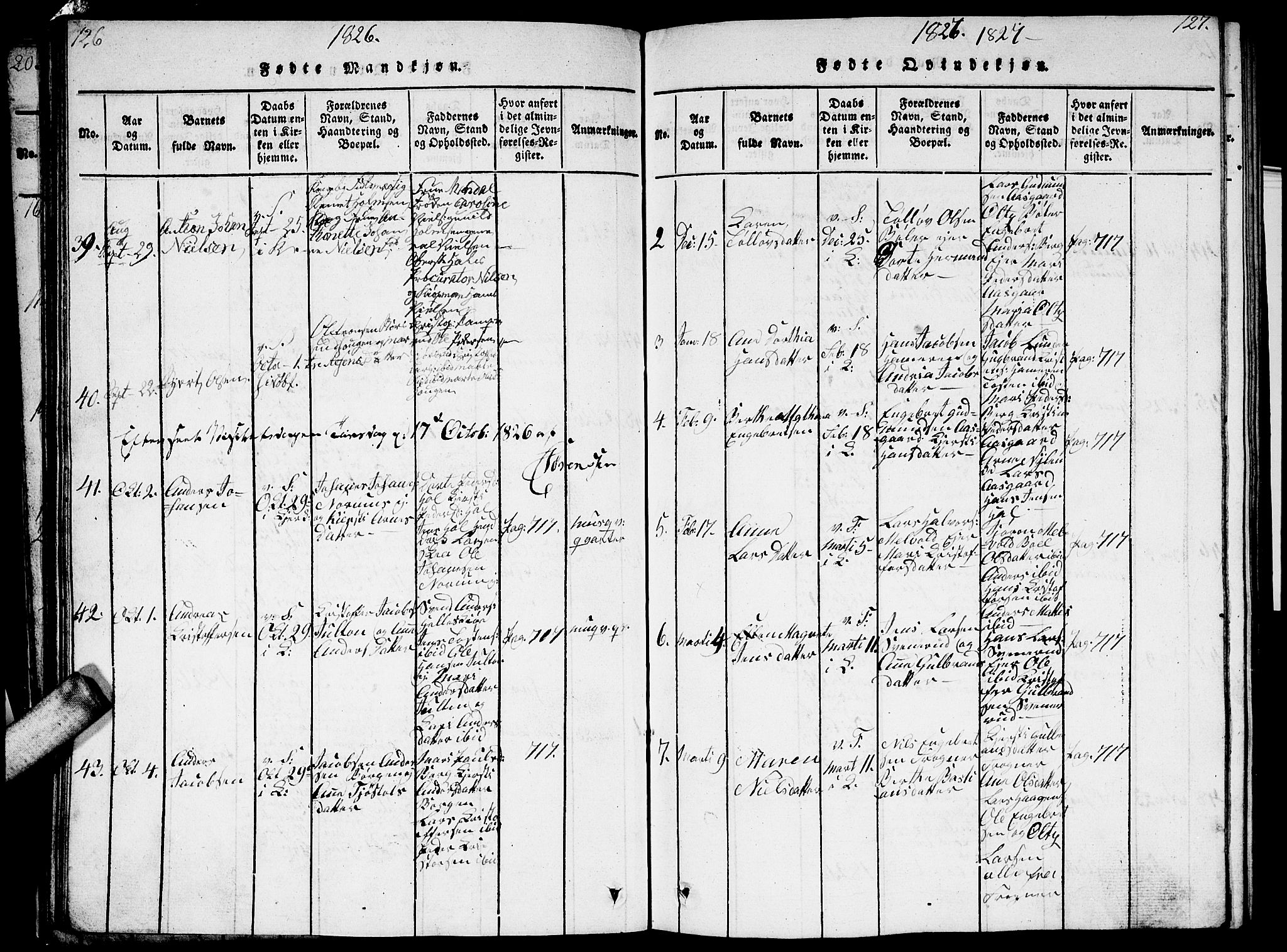 Sørum prestekontor Kirkebøker, SAO/A-10303/G/Ga/L0001: Parish register (copy) no. I 1, 1814-1829, p. 126-127