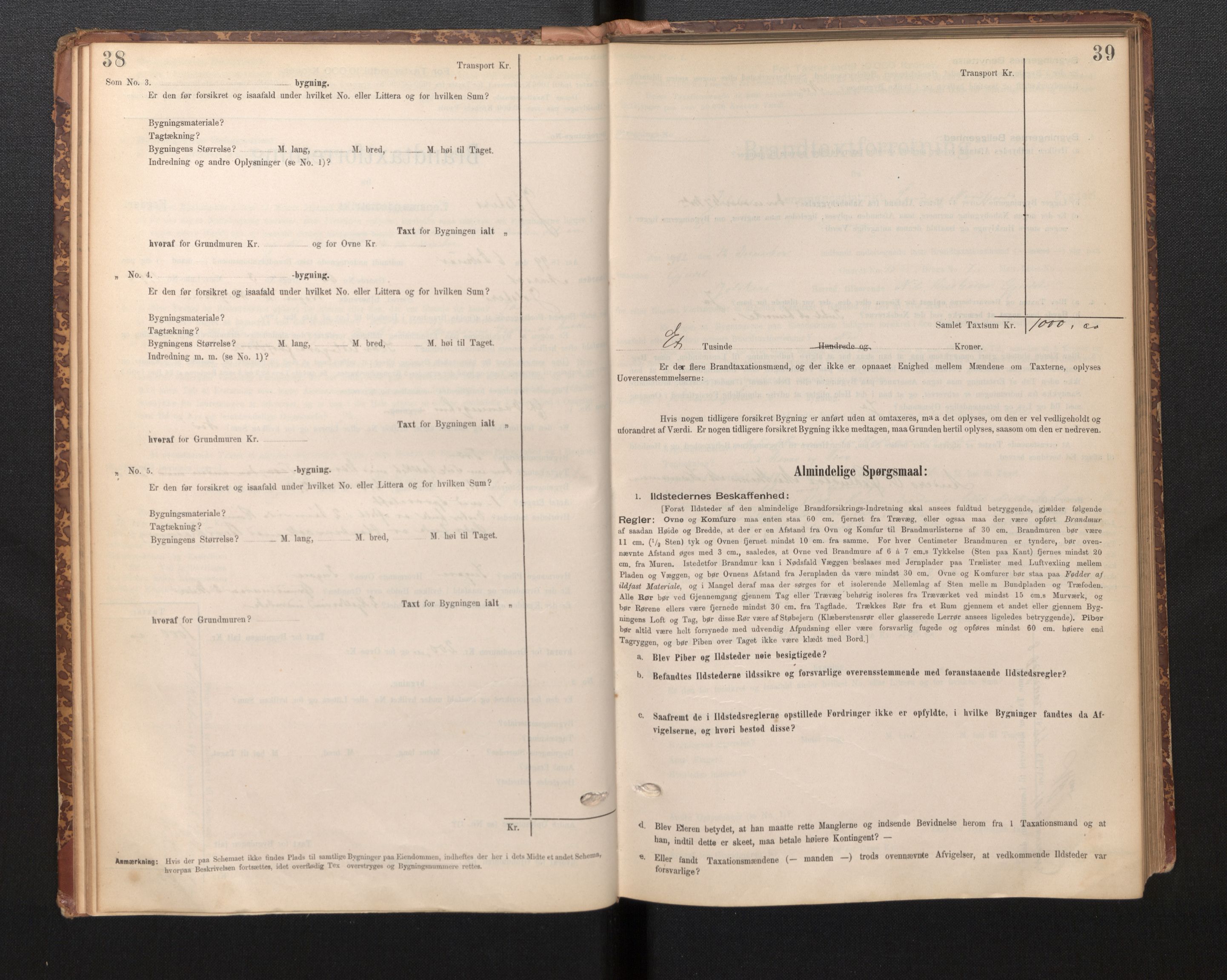 Lensmannen i Jølster, AV/SAB-A-28701/0012/L0004: Branntakstprotokoll, skjematakst, 1895-1923, p. 38-39