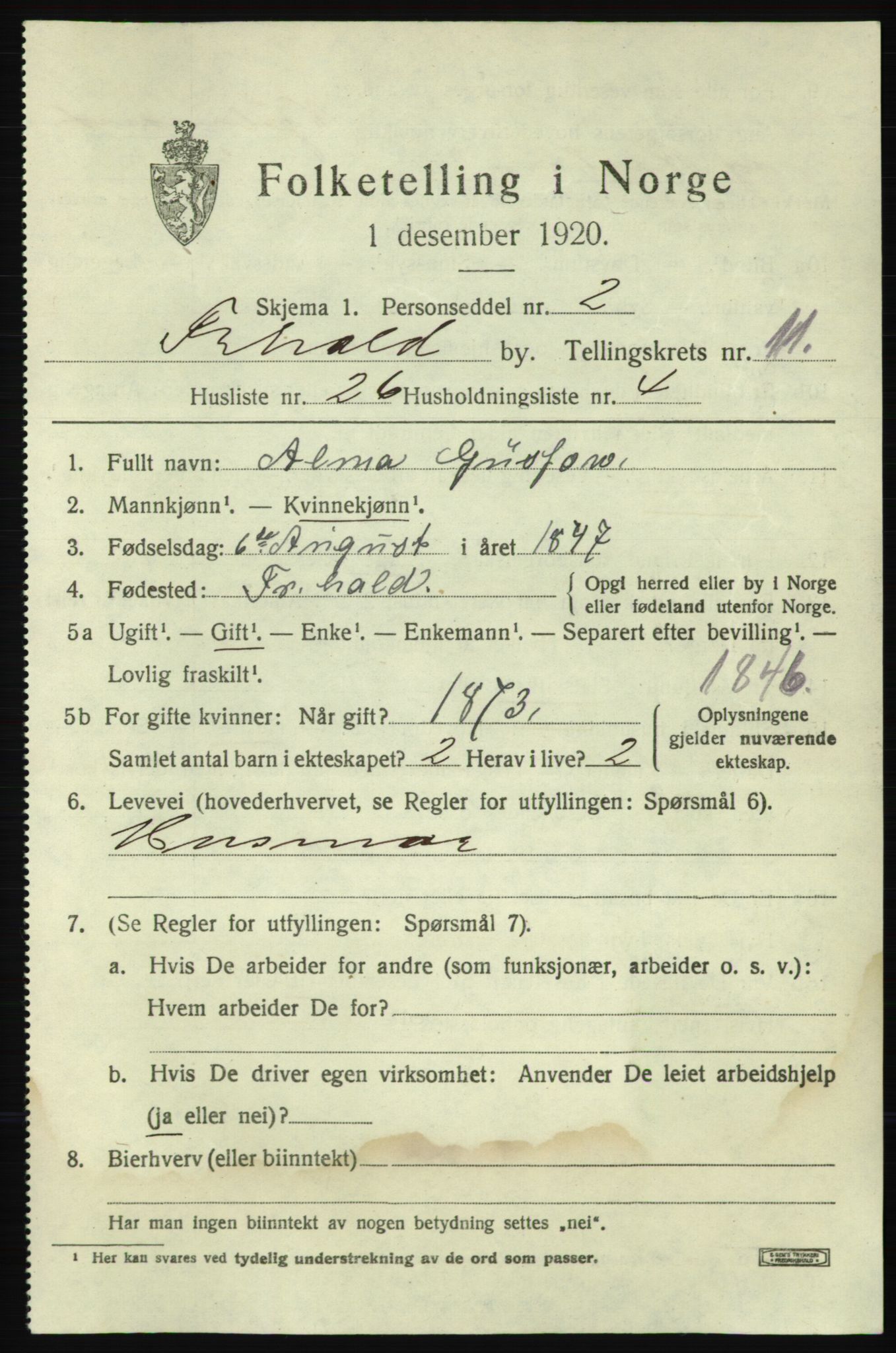 SAO, 1920 census for Fredrikshald, 1920, p. 19401