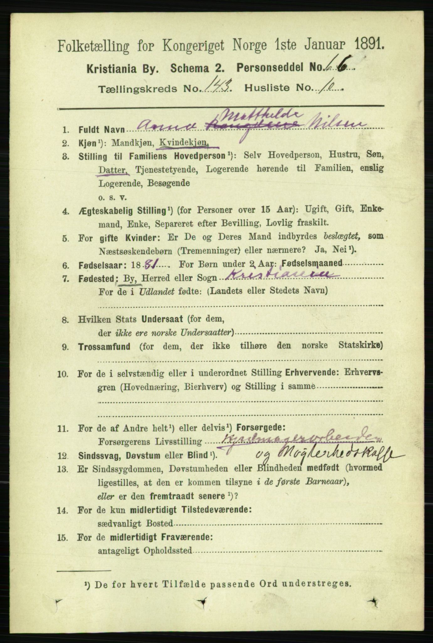 RA, 1891 census for 0301 Kristiania, 1891, p. 78985