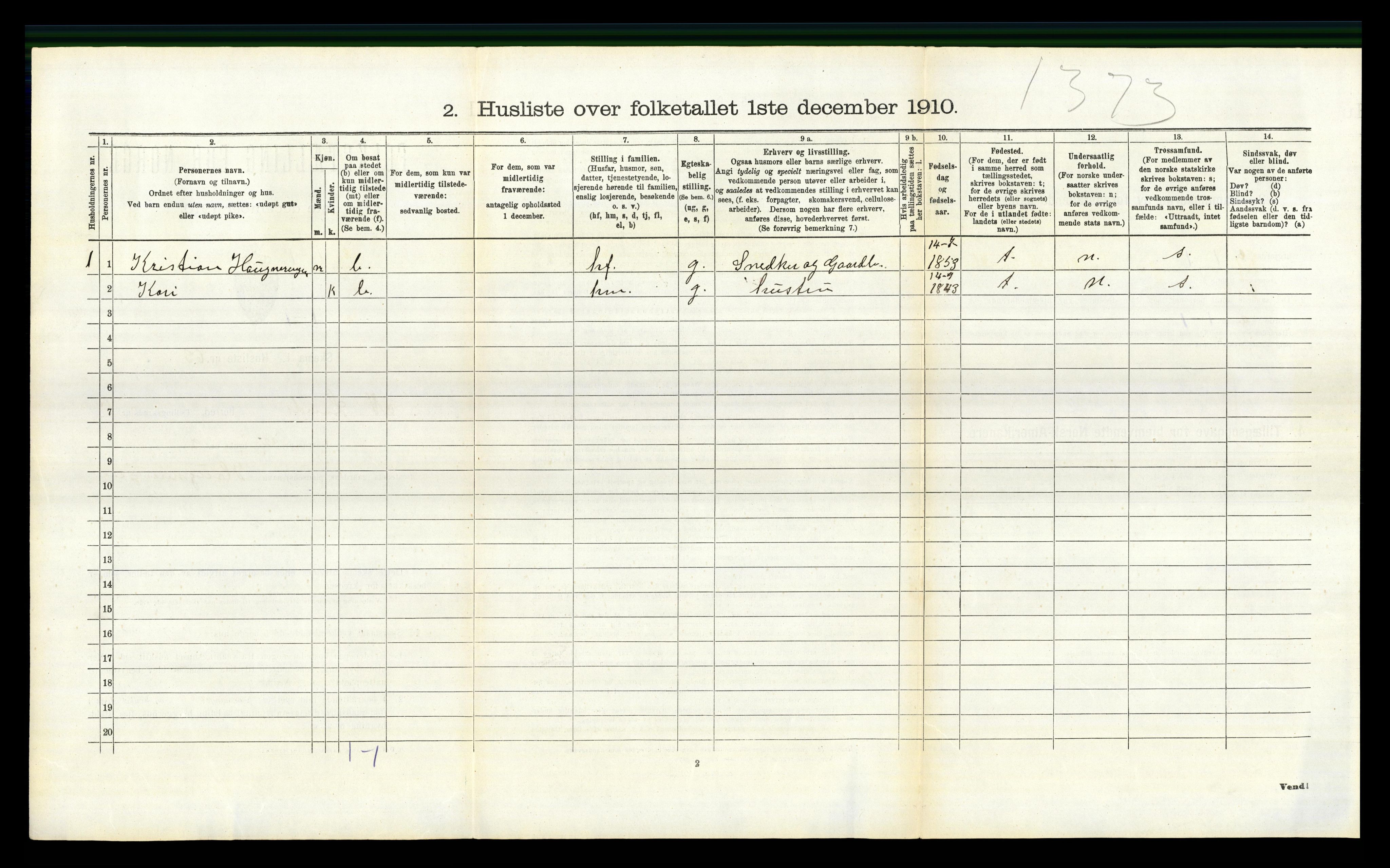 RA, 1910 census for Nordre Land, 1910, p. 586