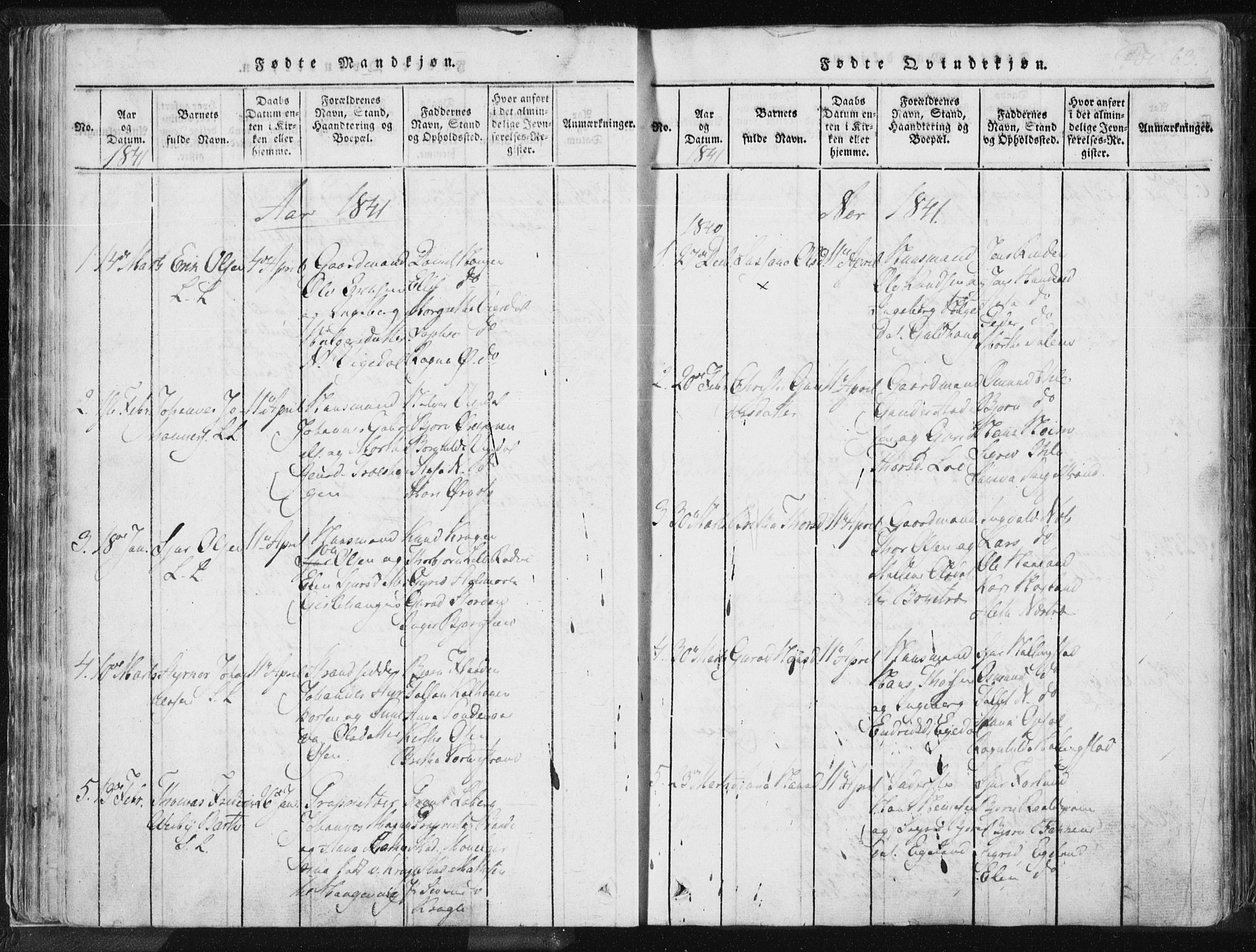 Vikedal sokneprestkontor, SAST/A-101840/01/IV: Parish register (official) no. A 3, 1817-1850, p. 63