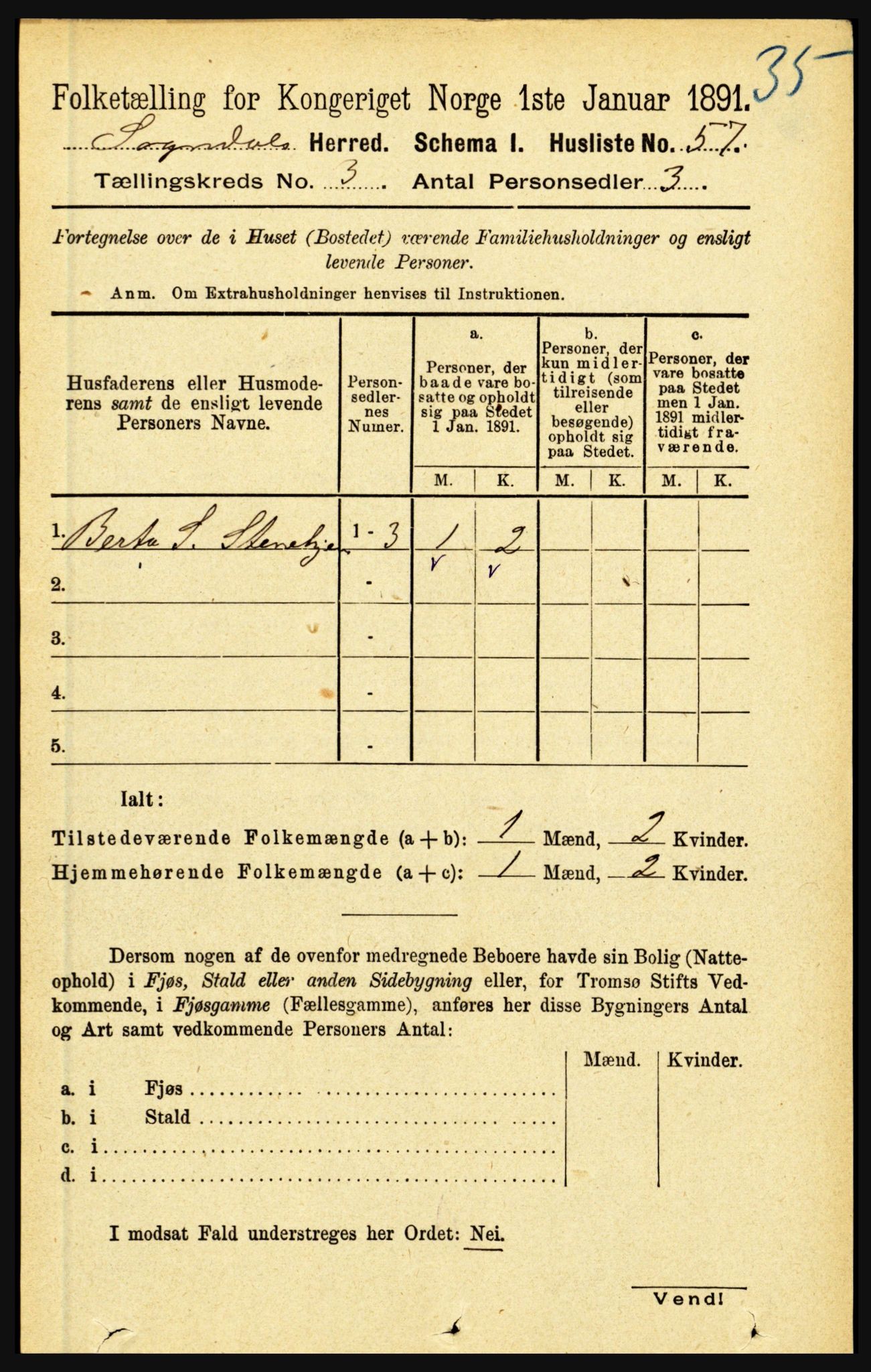 RA, 1891 census for 1420 Sogndal, 1891, p. 1475