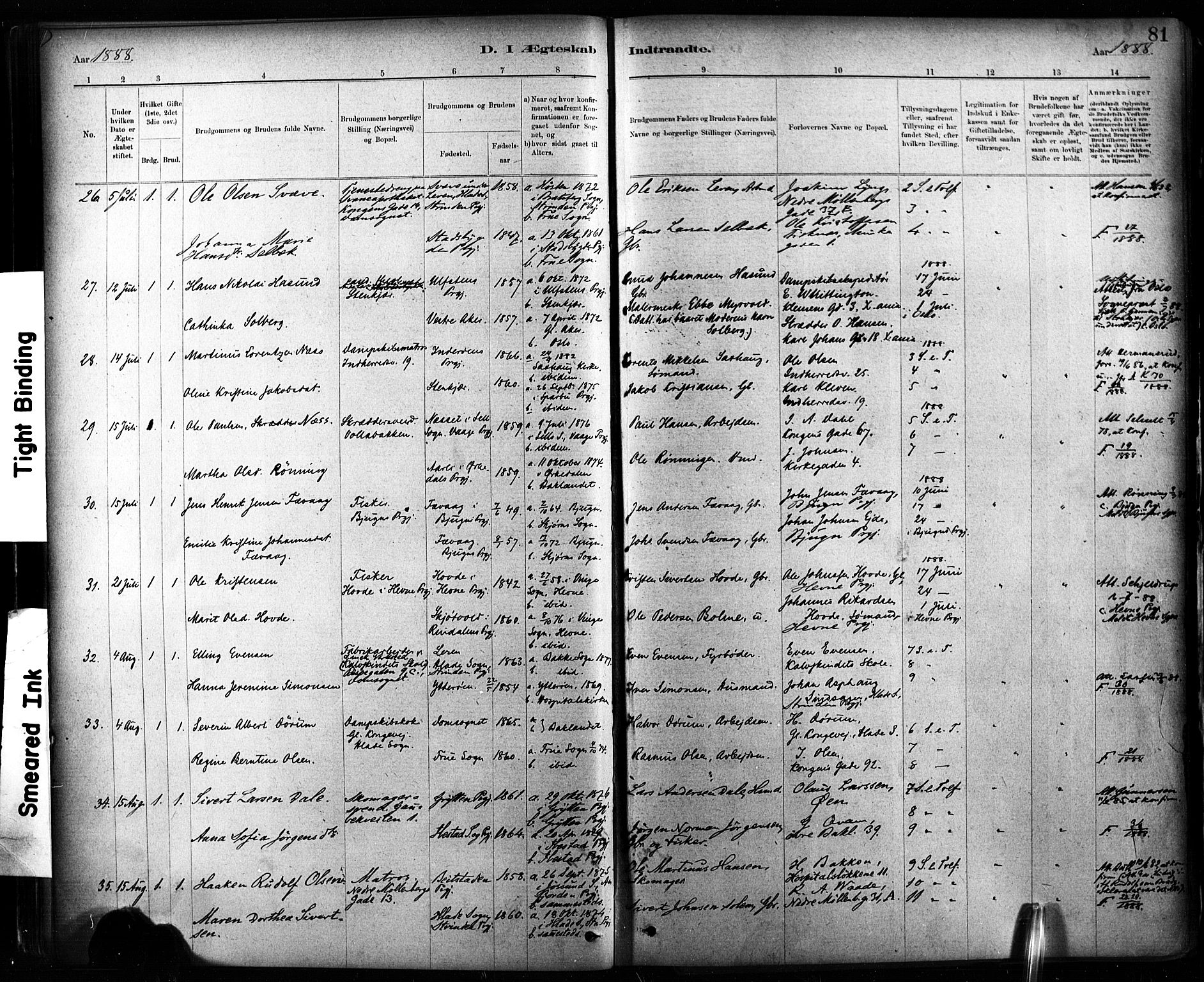 Ministerialprotokoller, klokkerbøker og fødselsregistre - Sør-Trøndelag, SAT/A-1456/604/L0189: Parish register (official) no. 604A10, 1878-1892, p. 81