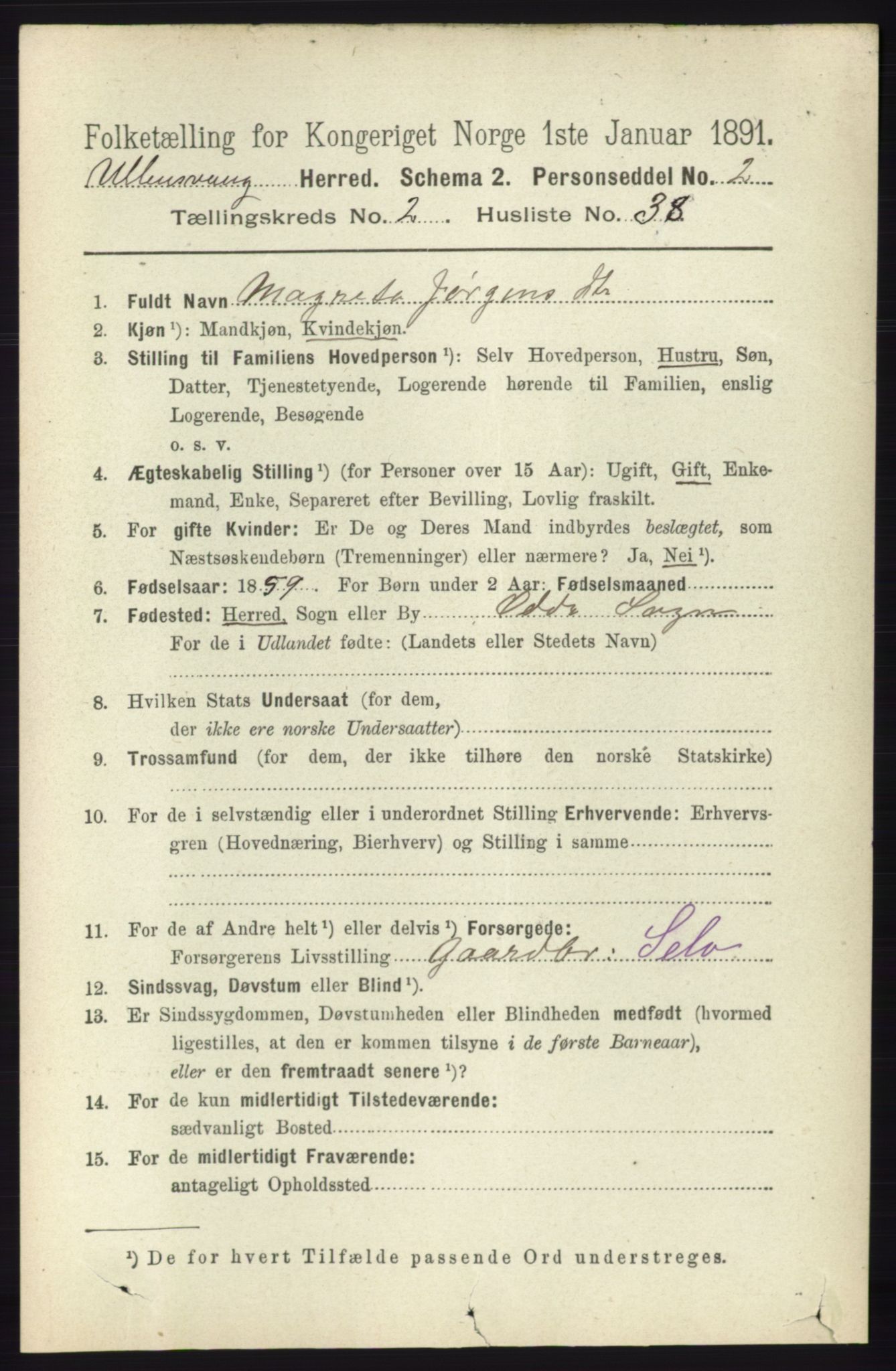 RA, 1891 census for 1230 Ullensvang, 1891, p. 527