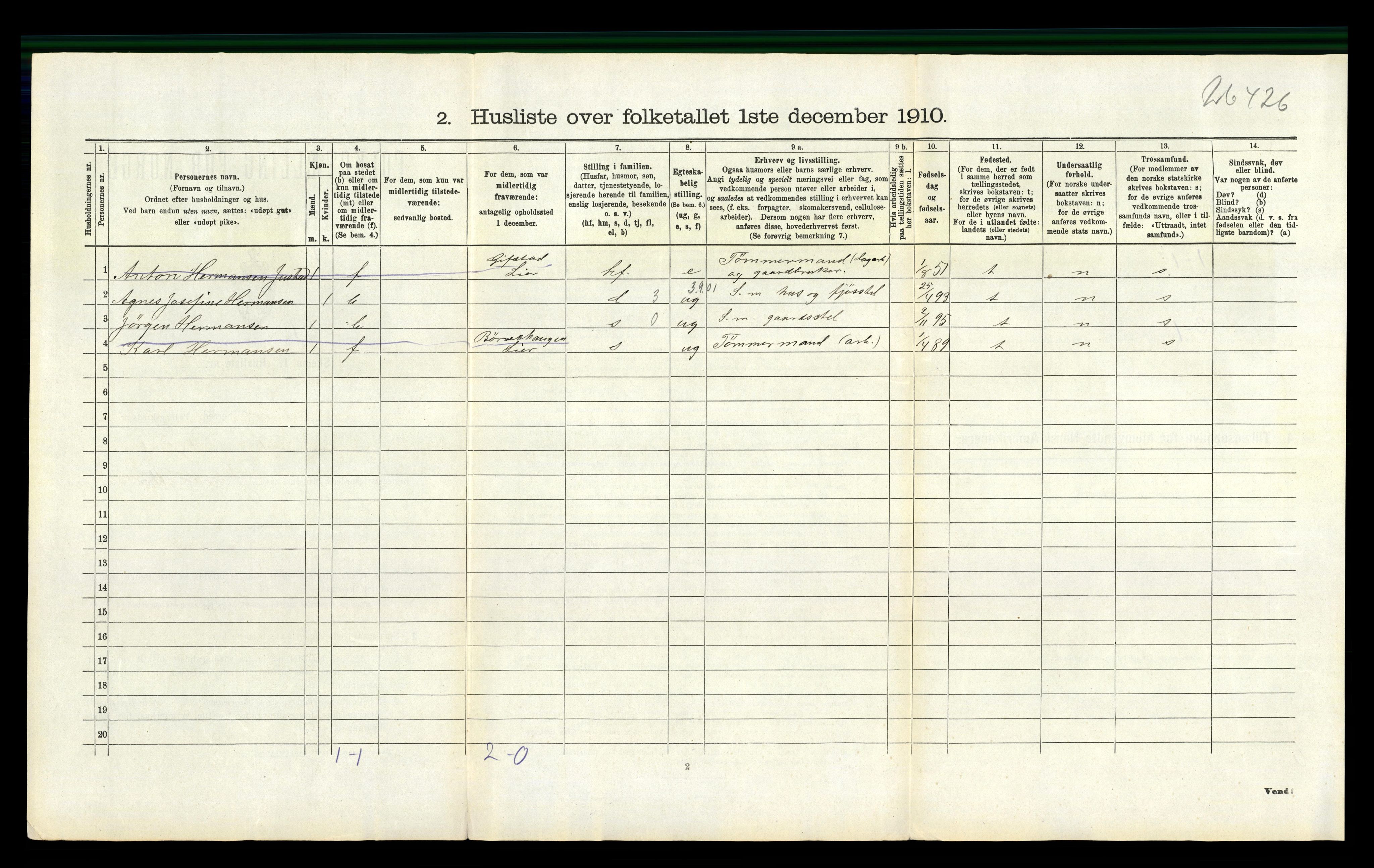 RA, 1910 census for Lier, 1910, p. 1013