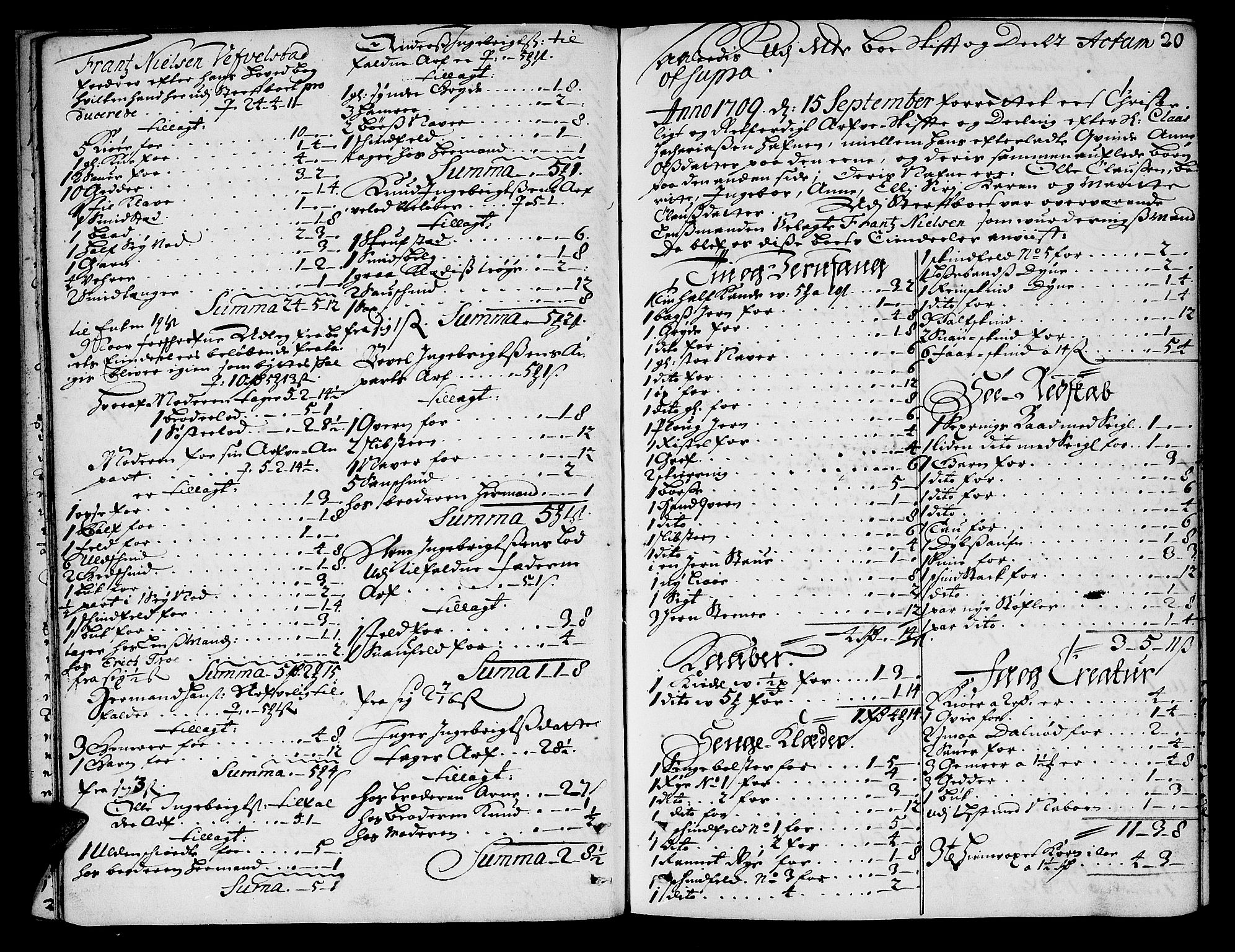 Helgeland sorenskriveri, AV/SAT-A-0004/3/3A/L0002: Skifteprotokoll 3A, 1709-1713, p. 19b-20a
