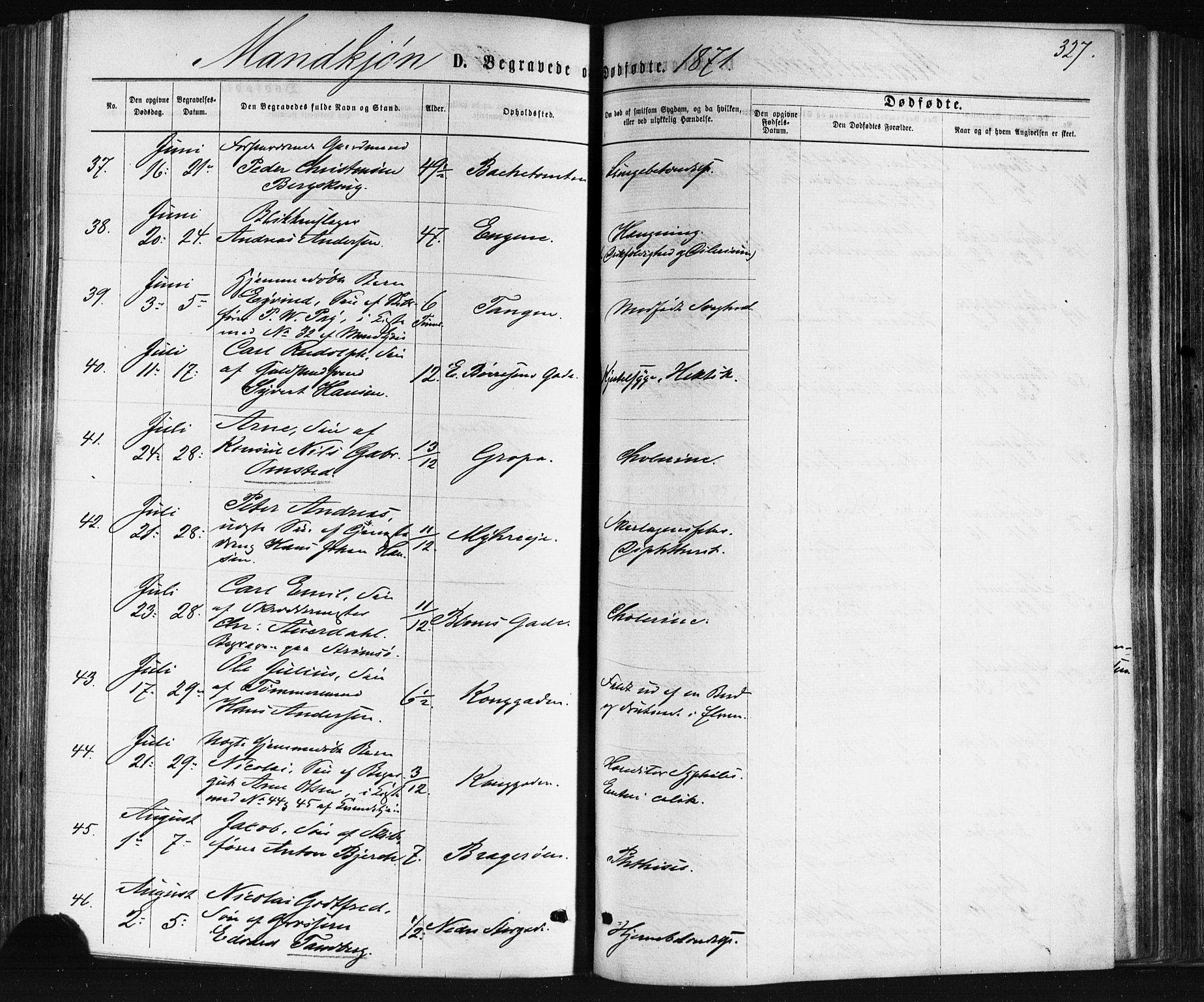 Bragernes kirkebøker, SAKO/A-6/F/Fb/L0004: Parish register (official) no. II 4, 1869-1875, p. 327
