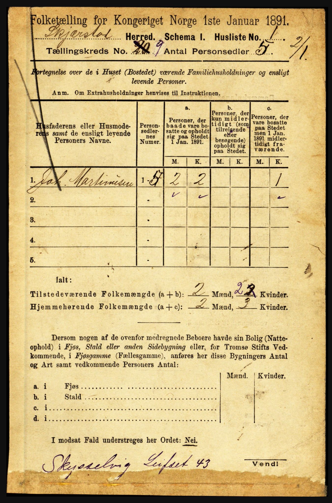 RA, 1891 census for 1842 Skjerstad, 1891, p. 3293