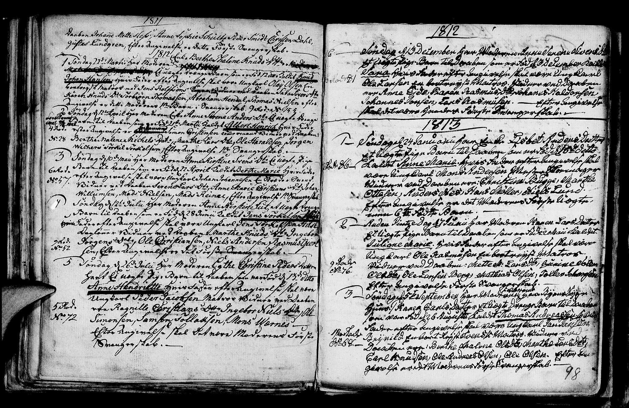 Nykirken Sokneprestembete, SAB/A-77101/H/Haa/L0001: Parish register (official) no. A 1, 1668-1820, p. 98