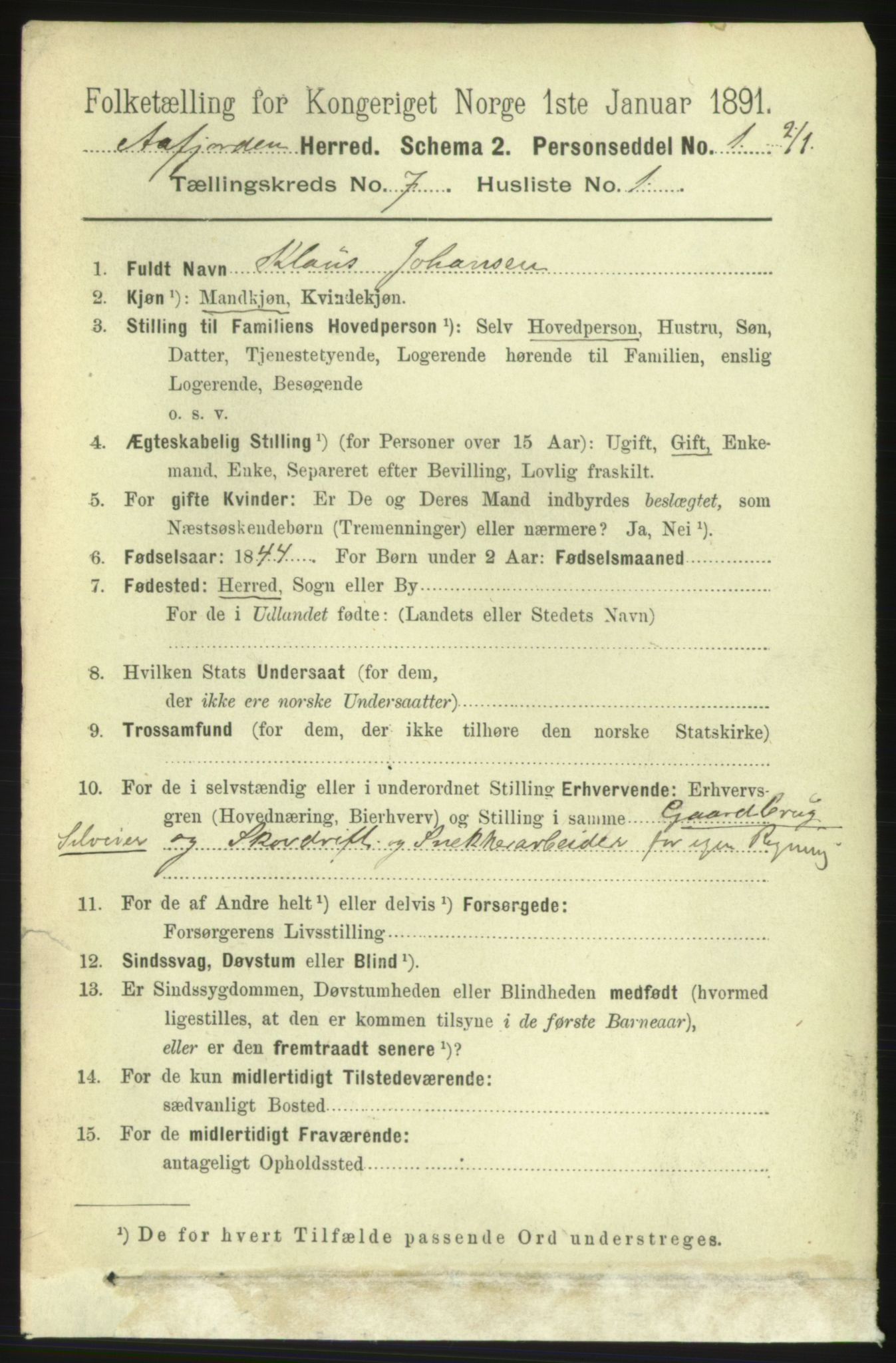 RA, 1891 census for 1630 Åfjord, 1891, p. 1706