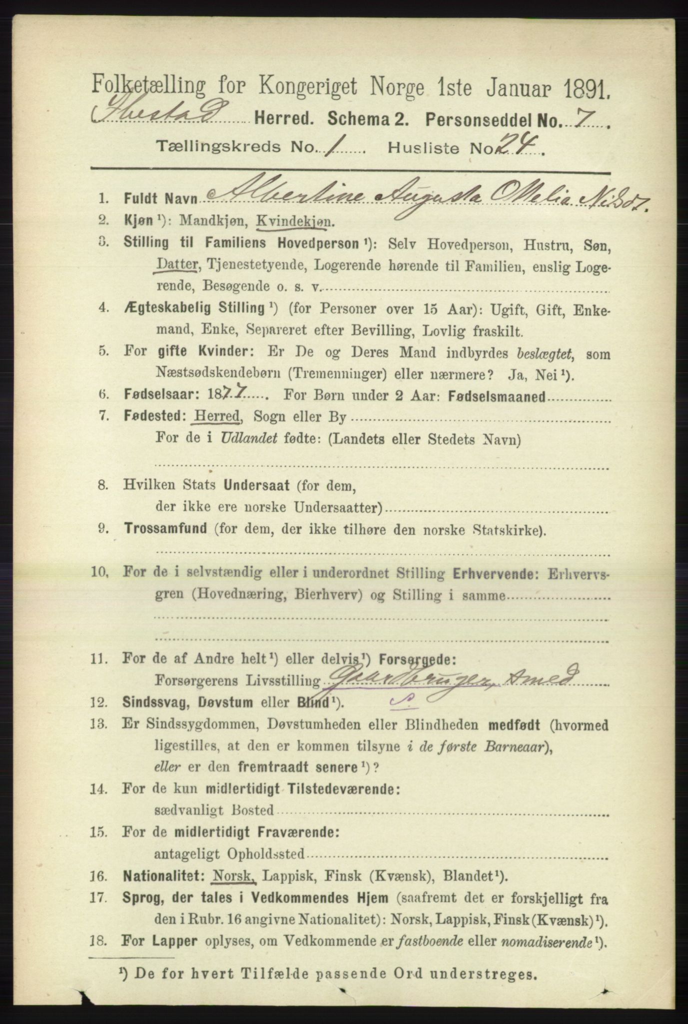 RA, 1891 census for 1917 Ibestad, 1891, p. 300