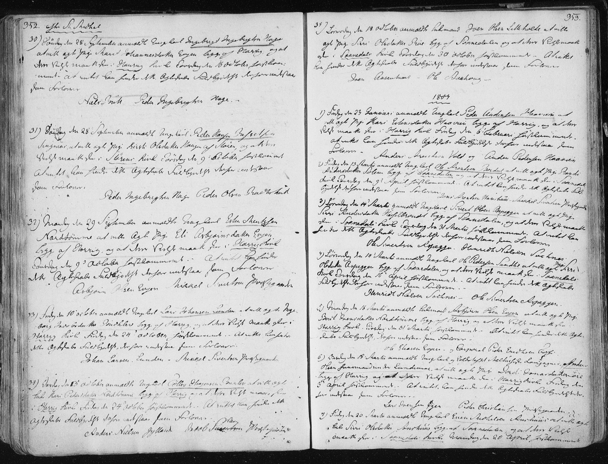 Ministerialprotokoller, klokkerbøker og fødselsregistre - Sør-Trøndelag, AV/SAT-A-1456/687/L0992: Parish register (official) no. 687A03 /1, 1788-1815, p. 352-353