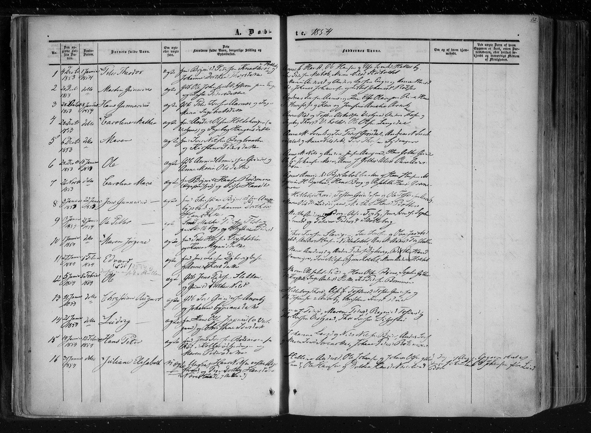 Aremark prestekontor Kirkebøker, SAO/A-10899/F/Fc/L0003: Parish register (official) no. III 3, 1850-1865, p. 32