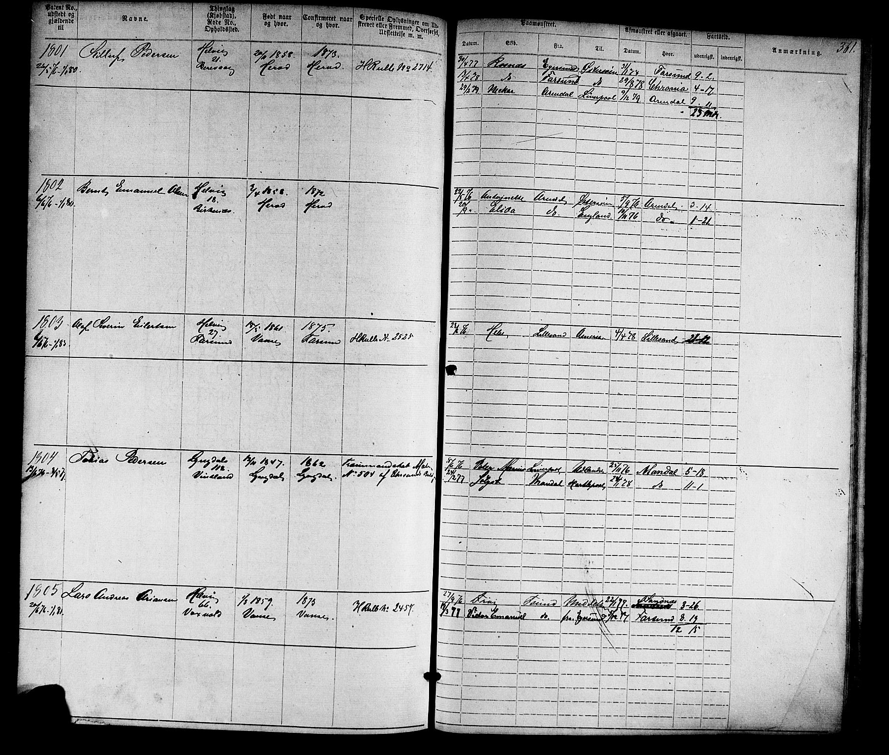 Farsund mønstringskrets, SAK/2031-0017/F/Fa/L0005: Annotasjonsrulle nr 1-1910 med register, Z-2, 1869-1877, p. 392
