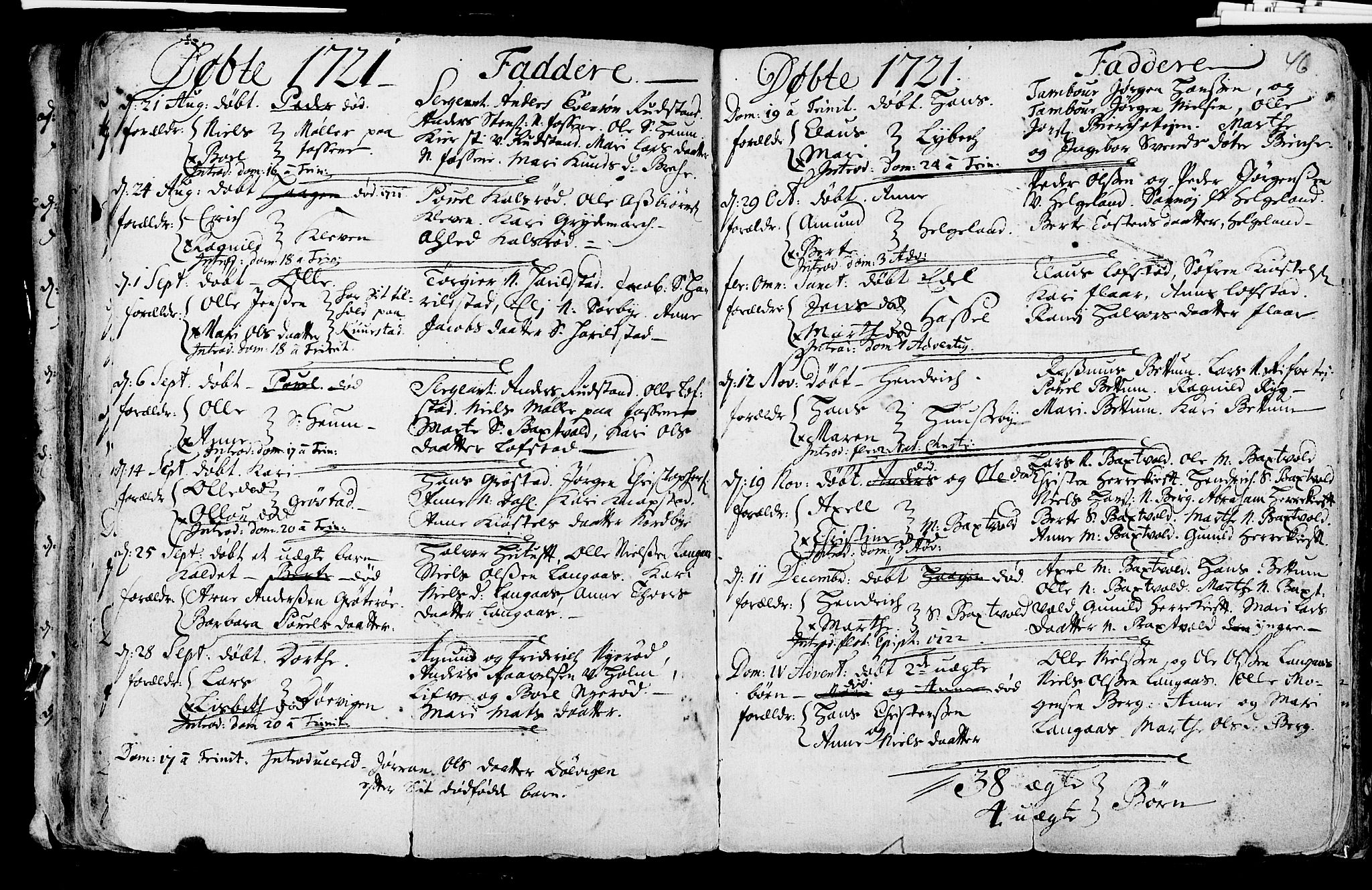 Våle kirkebøker, SAKO/A-334/F/Fa/L0002: Parish register (official) no. I 2, 1705-1732, p. 46