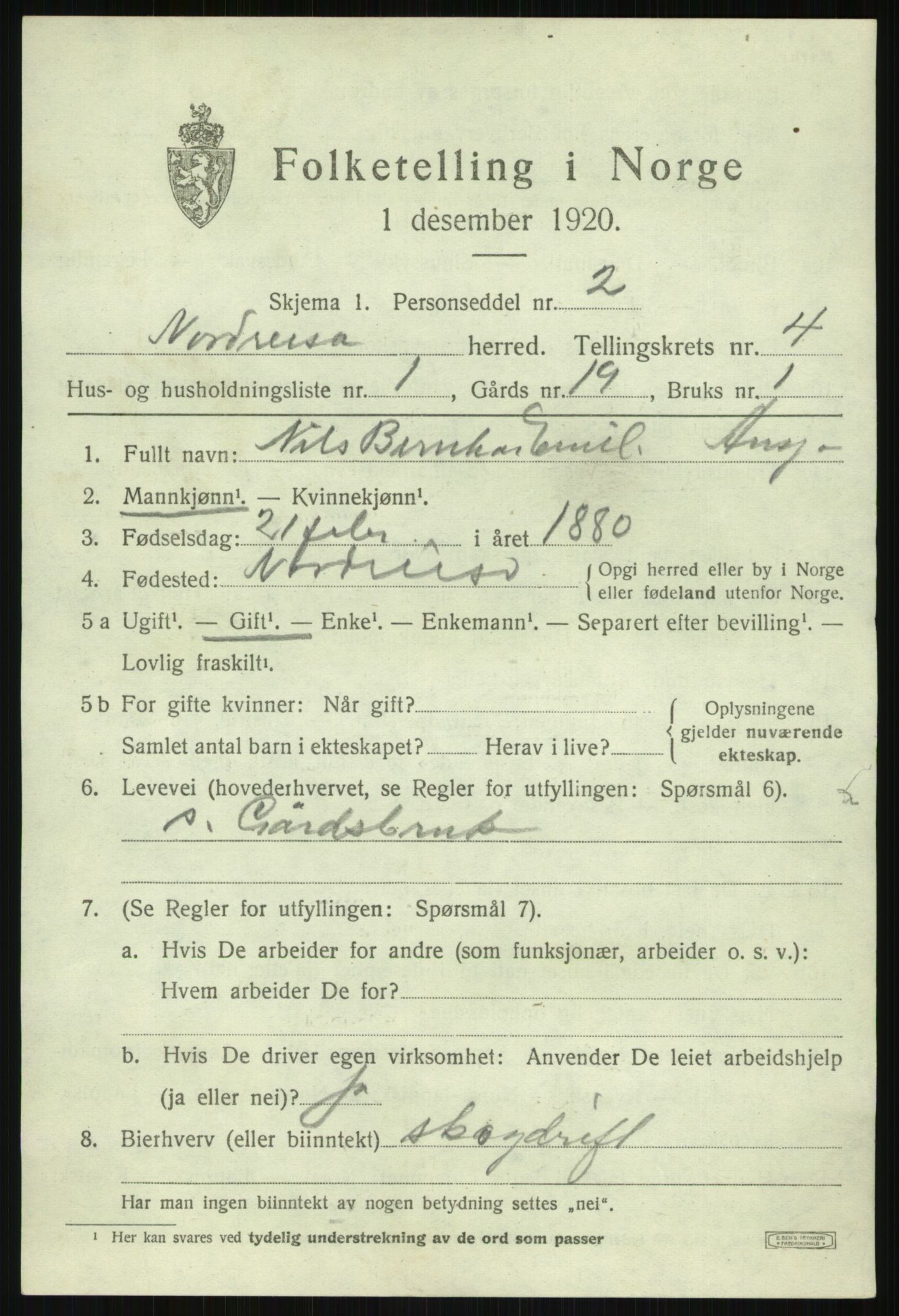 SATØ, 1920 census for Nordreisa, 1920, p. 1807