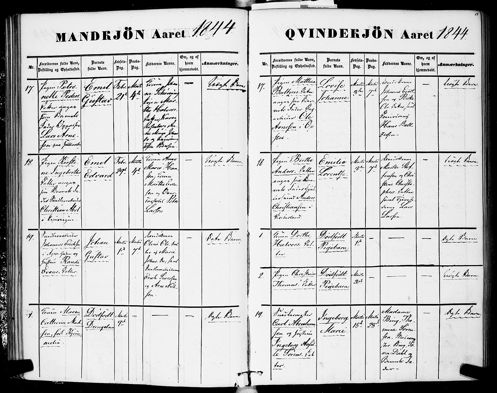 Rikshospitalet prestekontor Kirkebøker, AV/SAO-A-10309b/F/L0003: Parish register (official) no. 3, 1841-1853, p. 68