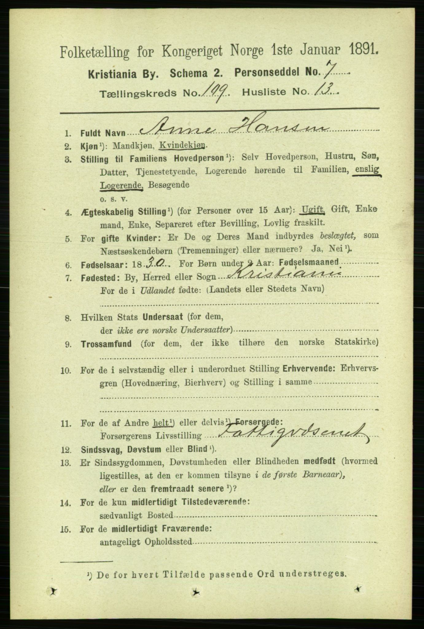 RA, 1891 census for 0301 Kristiania, 1891, p. 56706