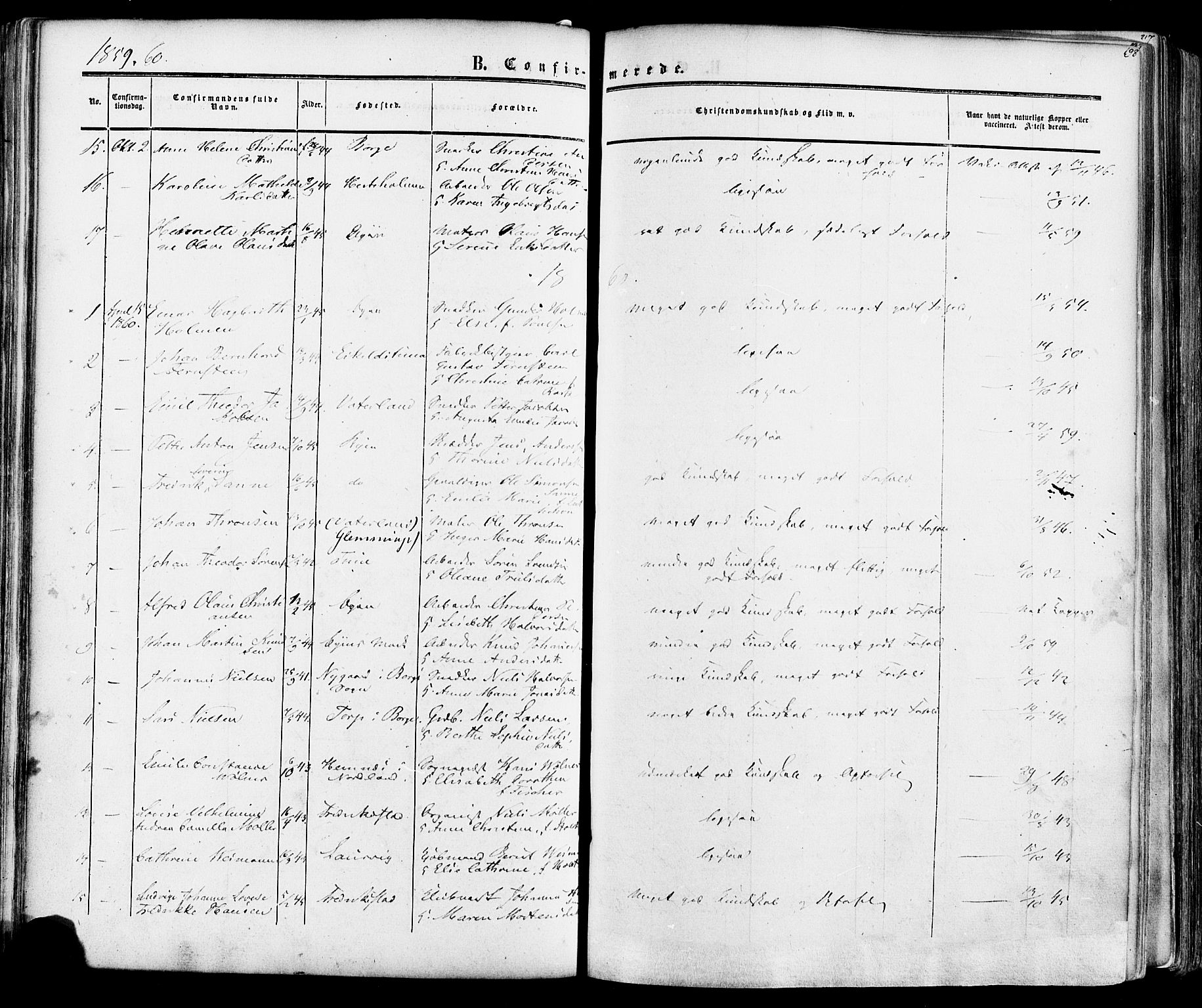 Fredrikstad prestekontor Kirkebøker, AV/SAO-A-11082/F/Fa/L0006: Parish register (official) no. 6, 1857-1878, p. 198