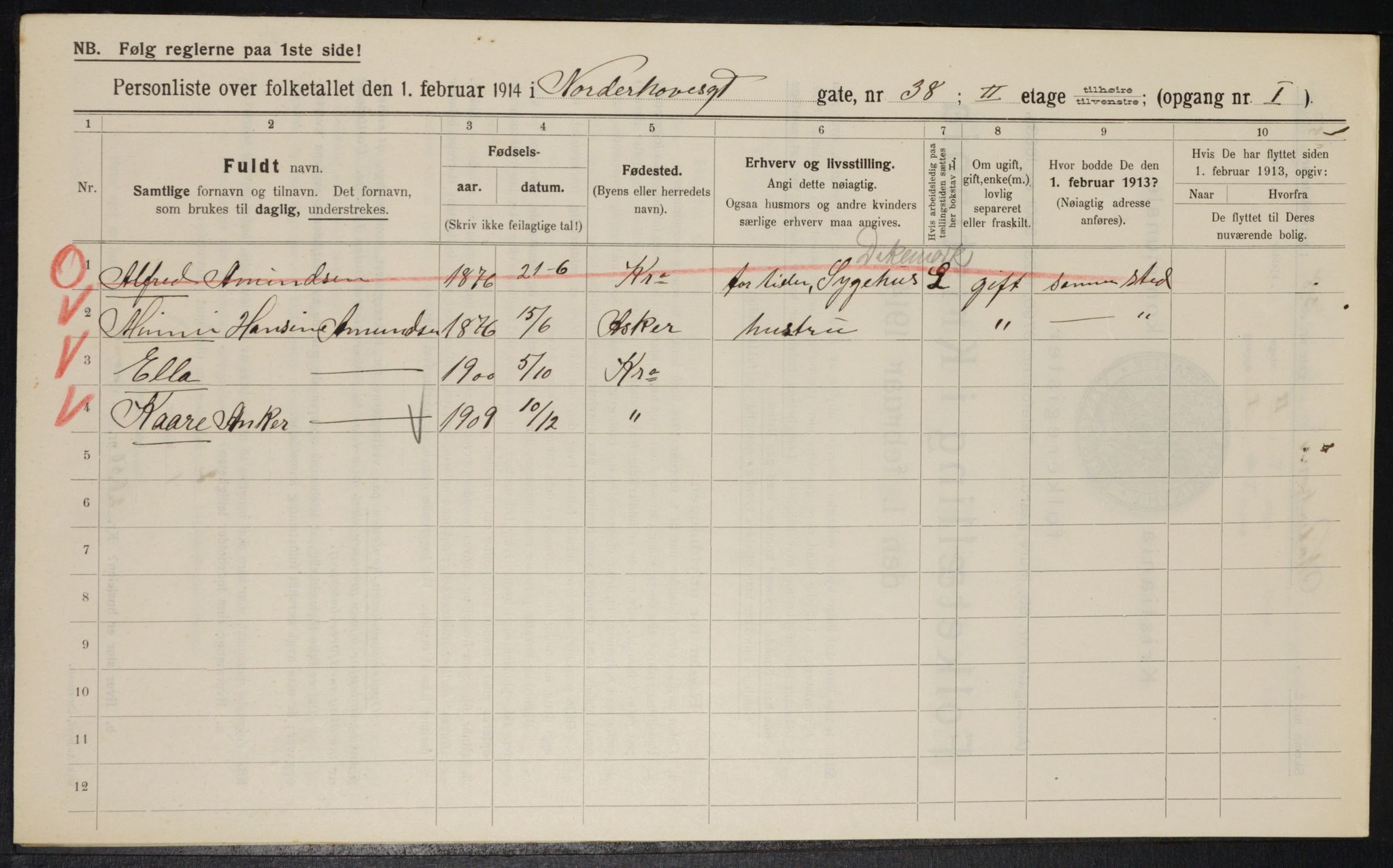 OBA, Municipal Census 1914 for Kristiania, 1914, p. 73027