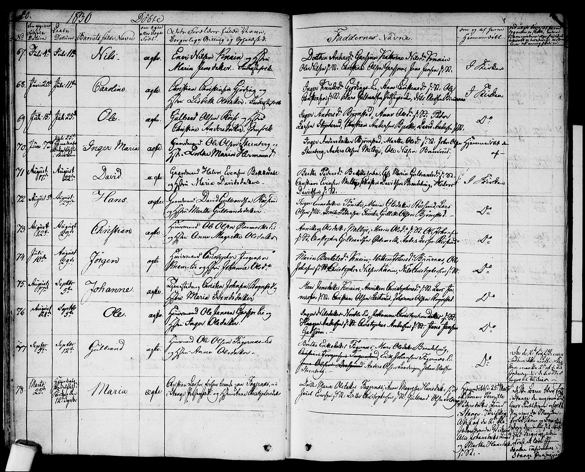 Hurdal prestekontor Kirkebøker, AV/SAO-A-10889/F/Fa/L0004: Parish register (official) no. I 4, 1828-1845, p. 20